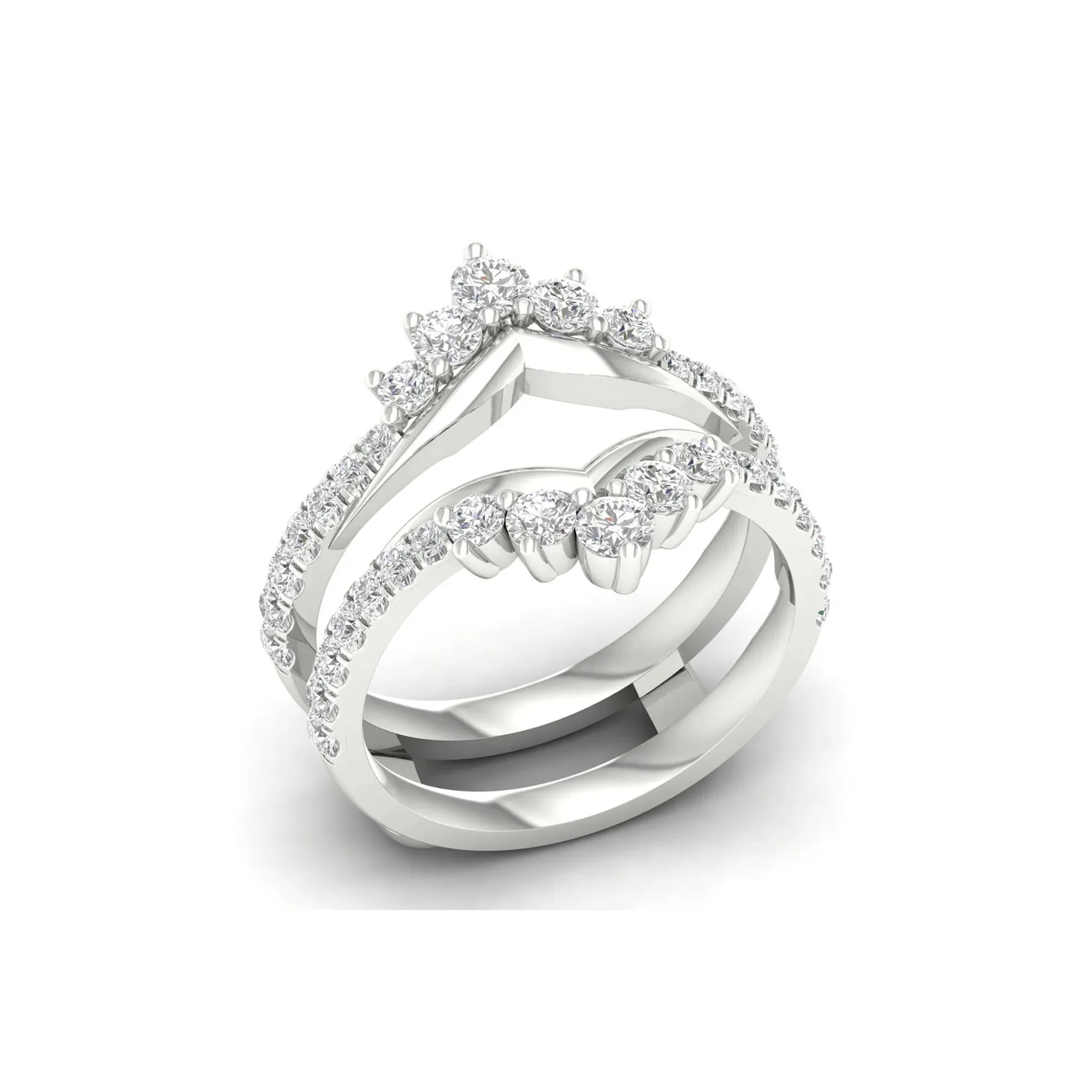 1 CT. Tw. Lab Grown Diamond Ring Enhancer 14K White Gold Size 6 - Image 4