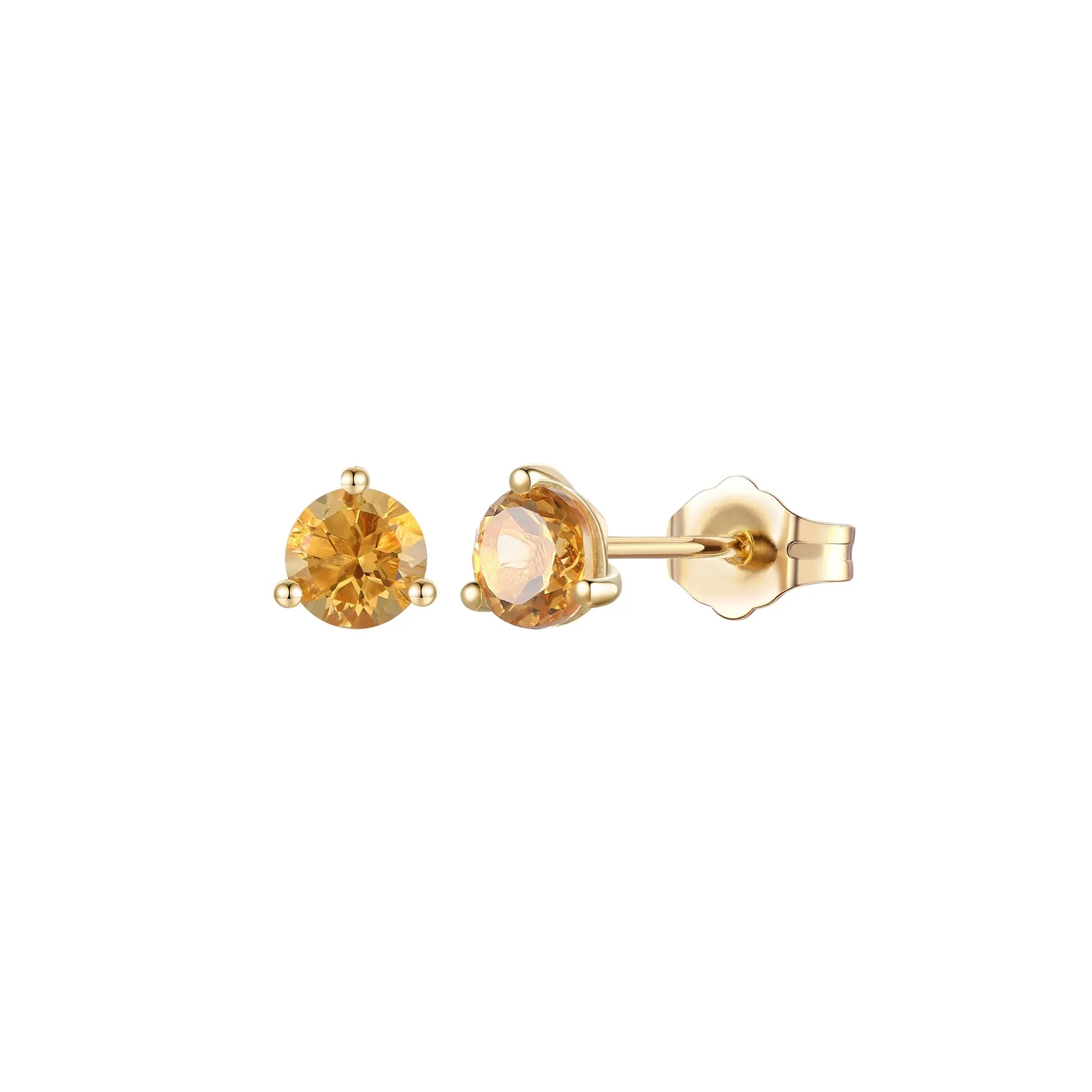 Citrine Stud Earrings 10K Yellow Gold Size 5.00mm