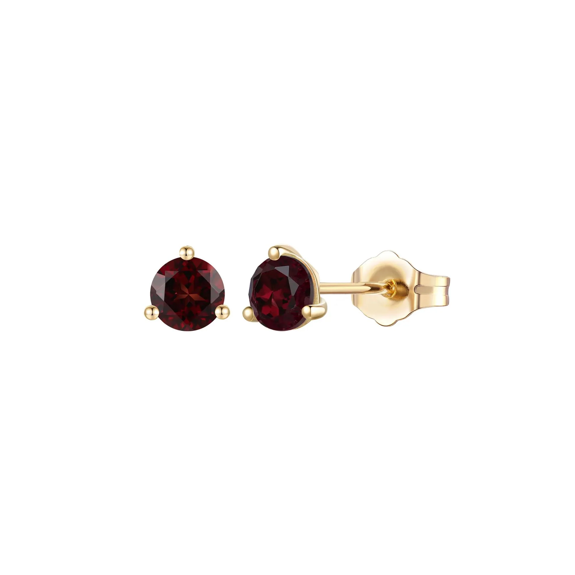 Garnet Stud Earrings 10K Yellow Gold Size 5.00mm