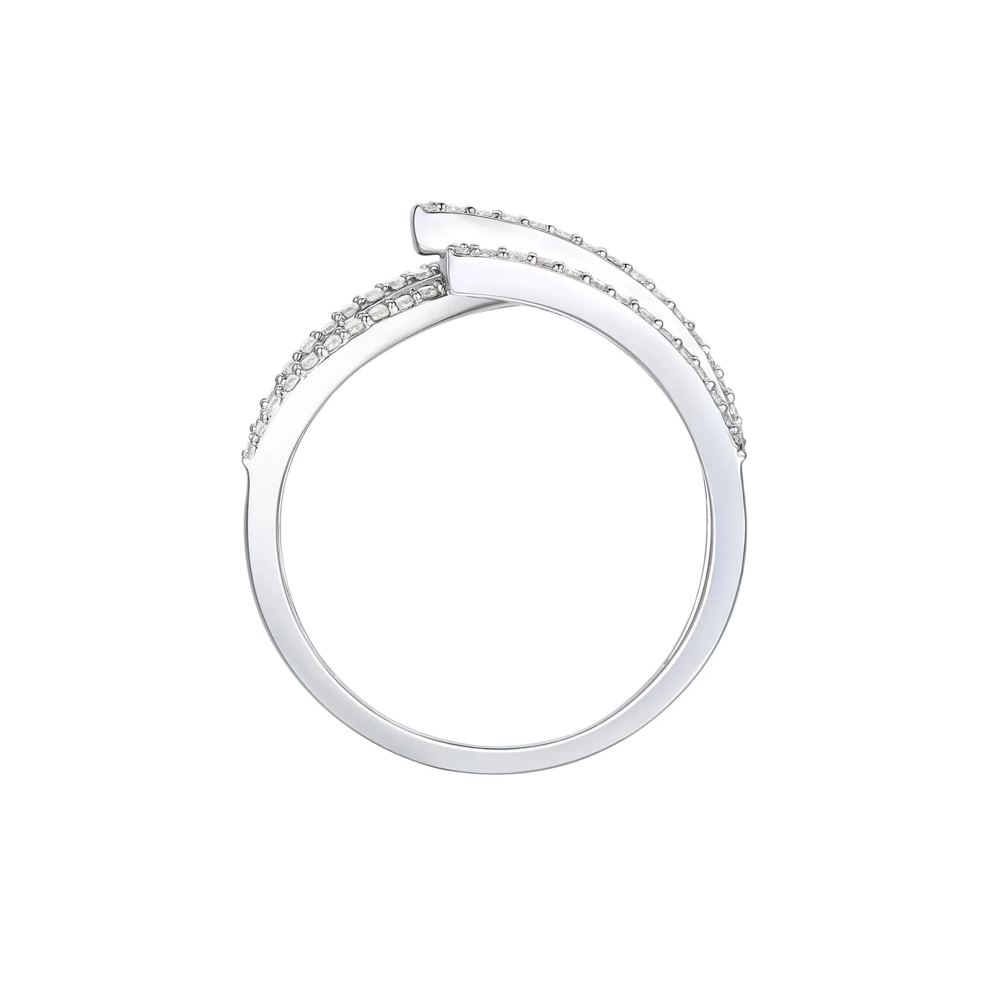 1/2 CT. Tw. Blue Sapphire and Diamond Ring 10K White Gold Round Brilliant Cut Size 6 1mm - Image 2