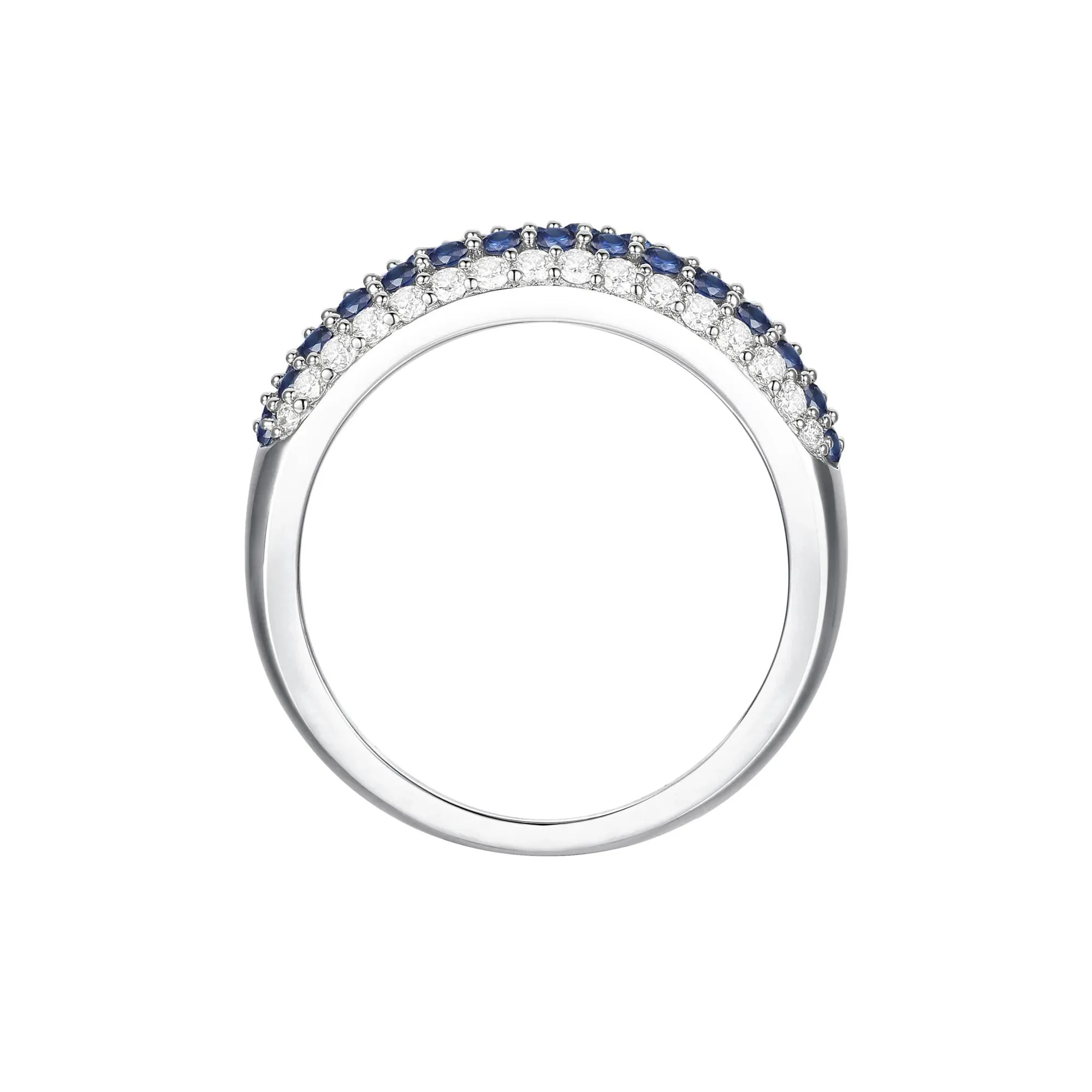 3/8 CT. Tw. Blue Sapphire and Diamond Ring 10K White Gold Size 6 - Image 3