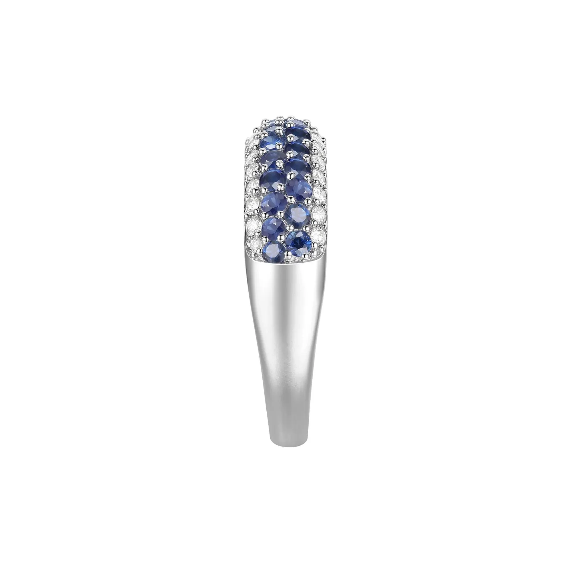 3/8 CT. Tw. Blue Sapphire and Diamond Ring 10K White Gold Size 7 - Image 2