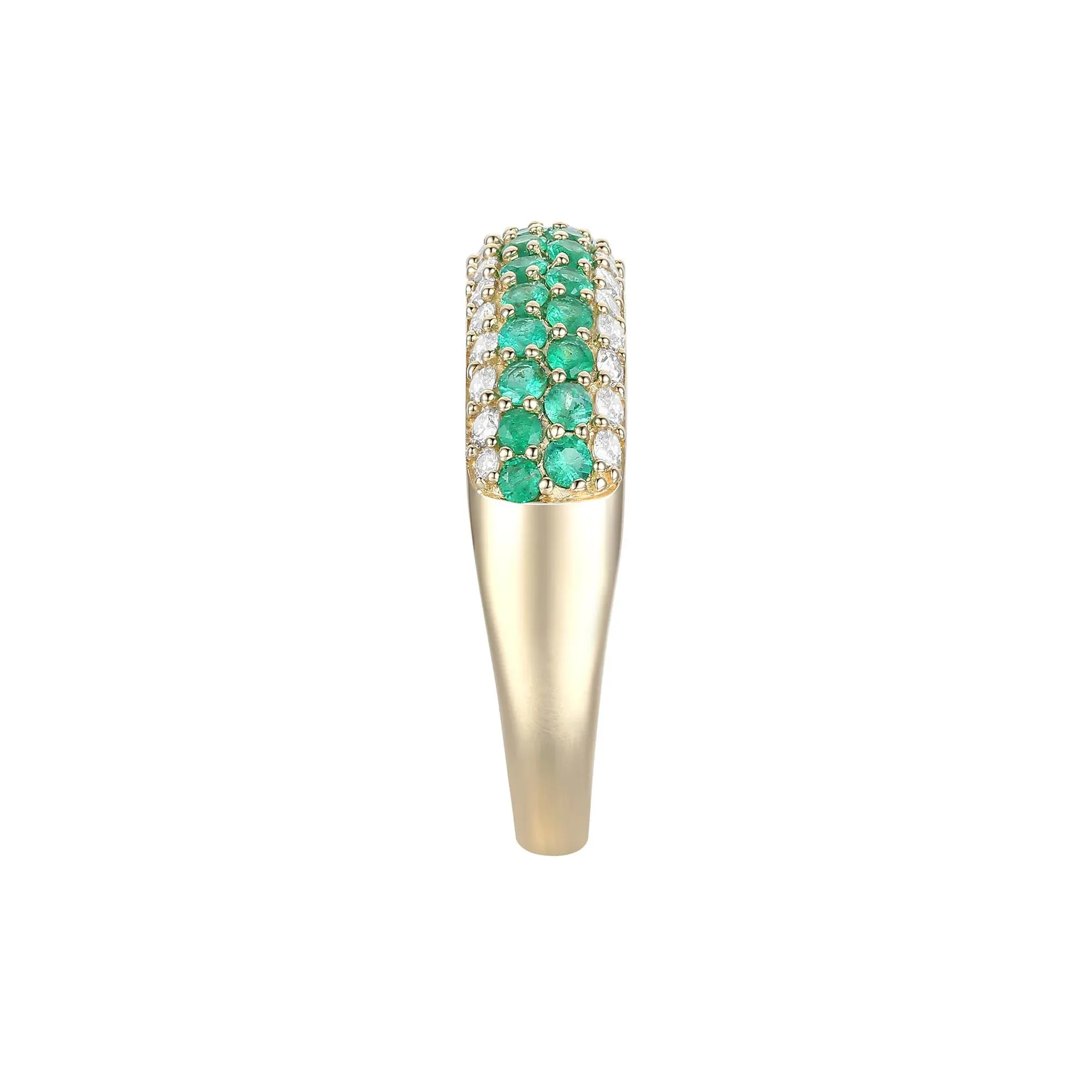 3/8 CT. Tw. Emerald and Diamond Ring 10K Yellow Gold Size 6.5 - Image 2