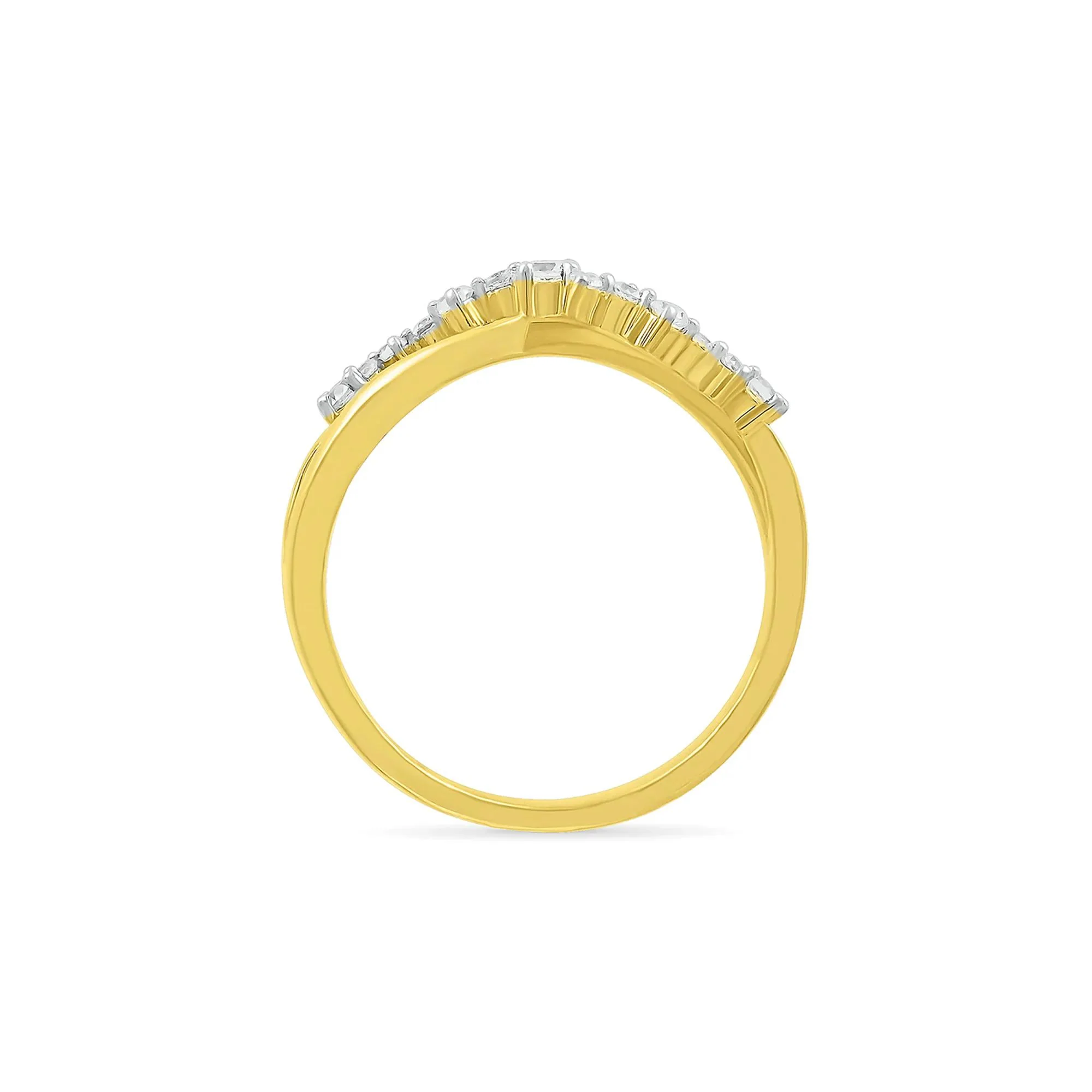 1/5 CT. Tw. Diamond Twist Ring 10K Yellow Gold Round Brilliant Cut Size 7.5 - Image 2