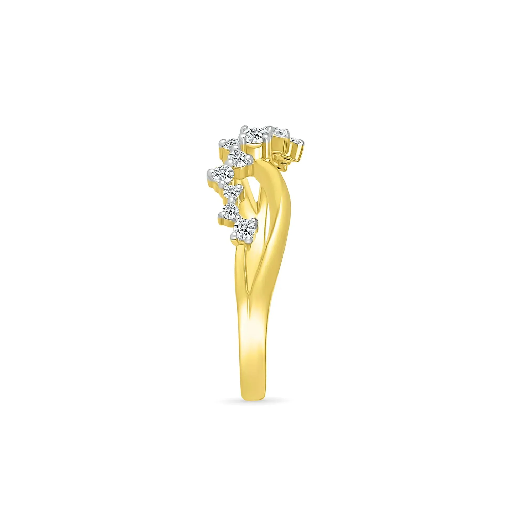 1/5 CT. Tw. Diamond Twist Ring 10K Yellow Gold Round Brilliant Cut Size 8.5 - Image 3