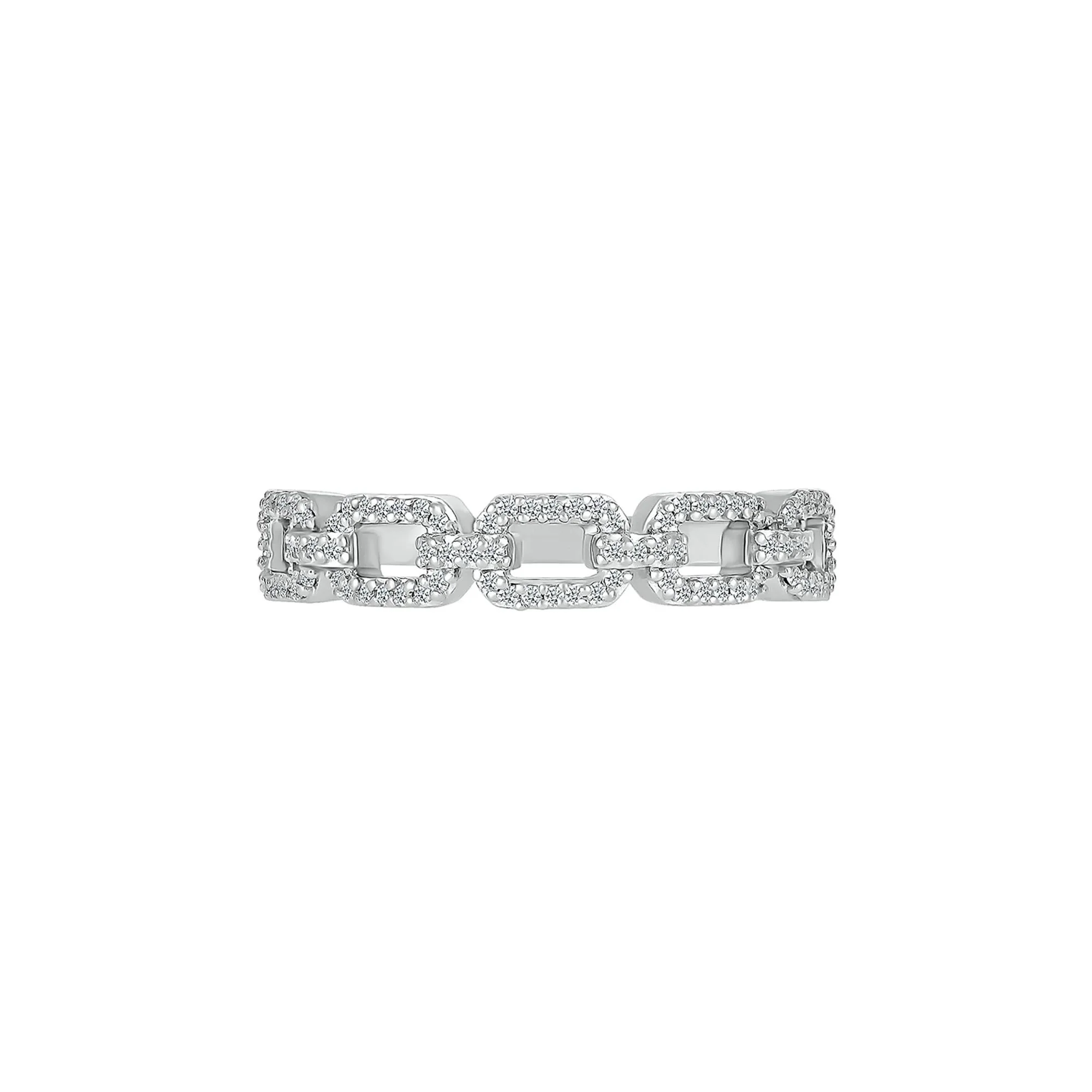 1/5 CT. Tw. Diamond Link Ring .925 Sterling Silver White Size 6