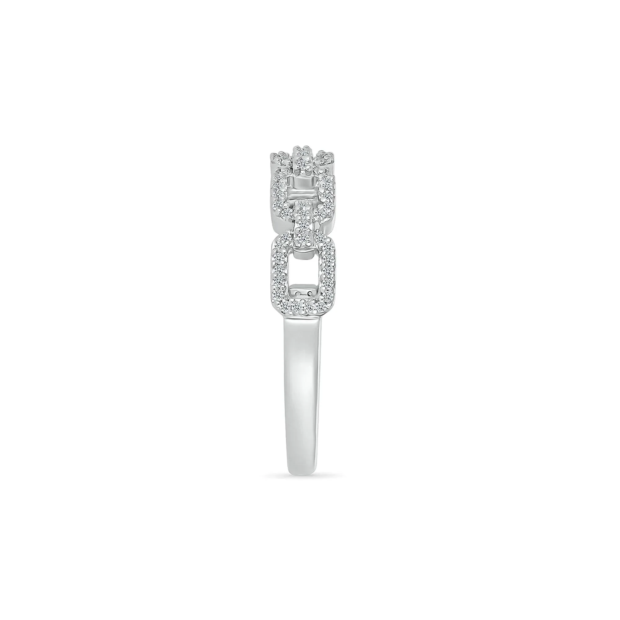 1/5 CT. Tw. Diamond Link Ring .925 Sterling Silver White Size 6 - Image 3