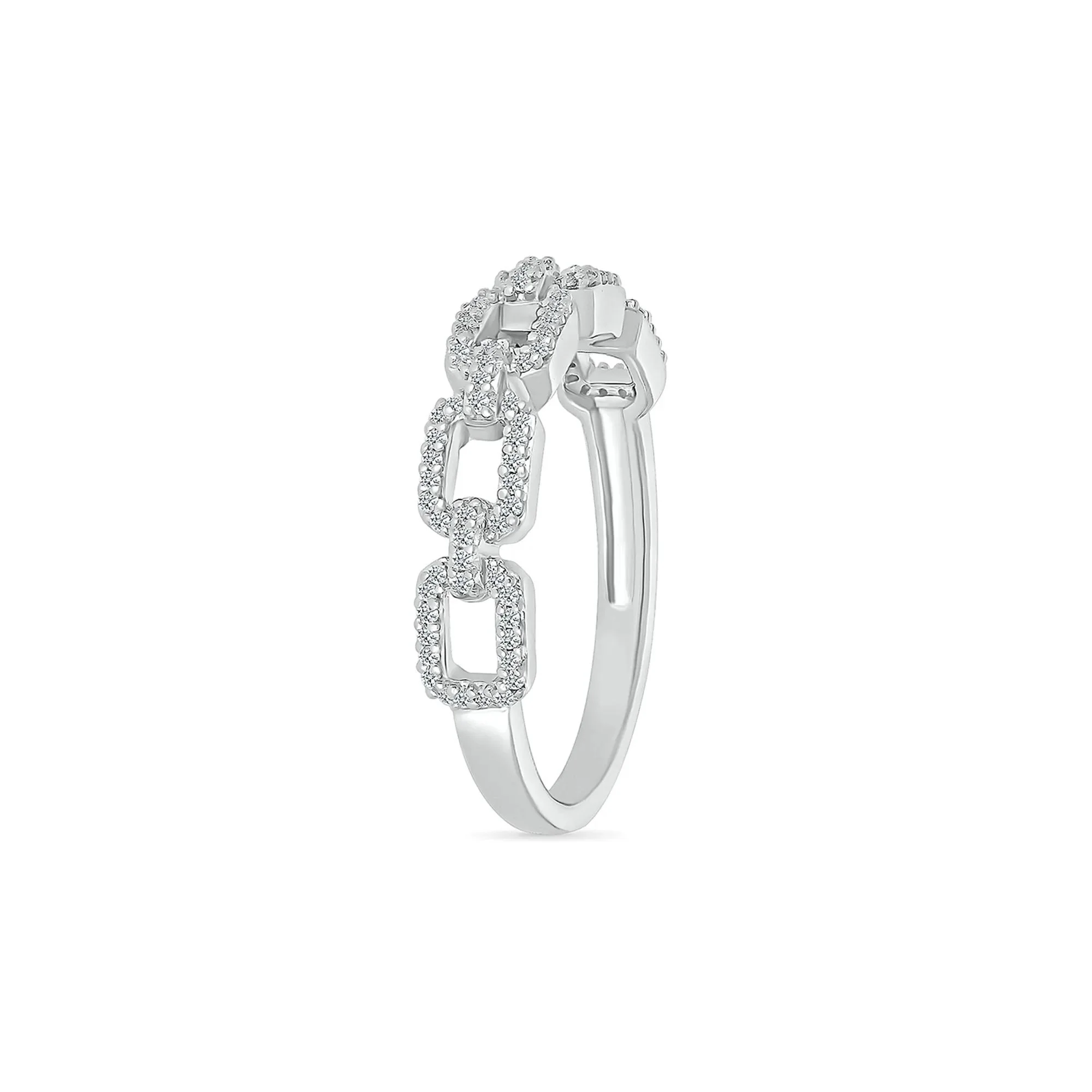1/5 CT. Tw. Diamond Link Ring .925 Sterling Silver White Size 6.5 - Image 5