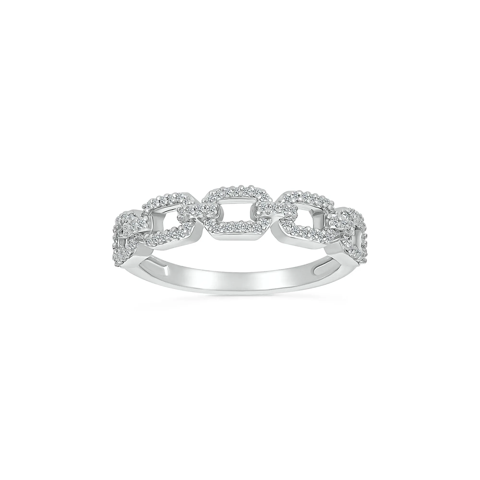 1/5 CT. Tw. Diamond Link Ring .925 Sterling Silver White Size 8 - Image 4