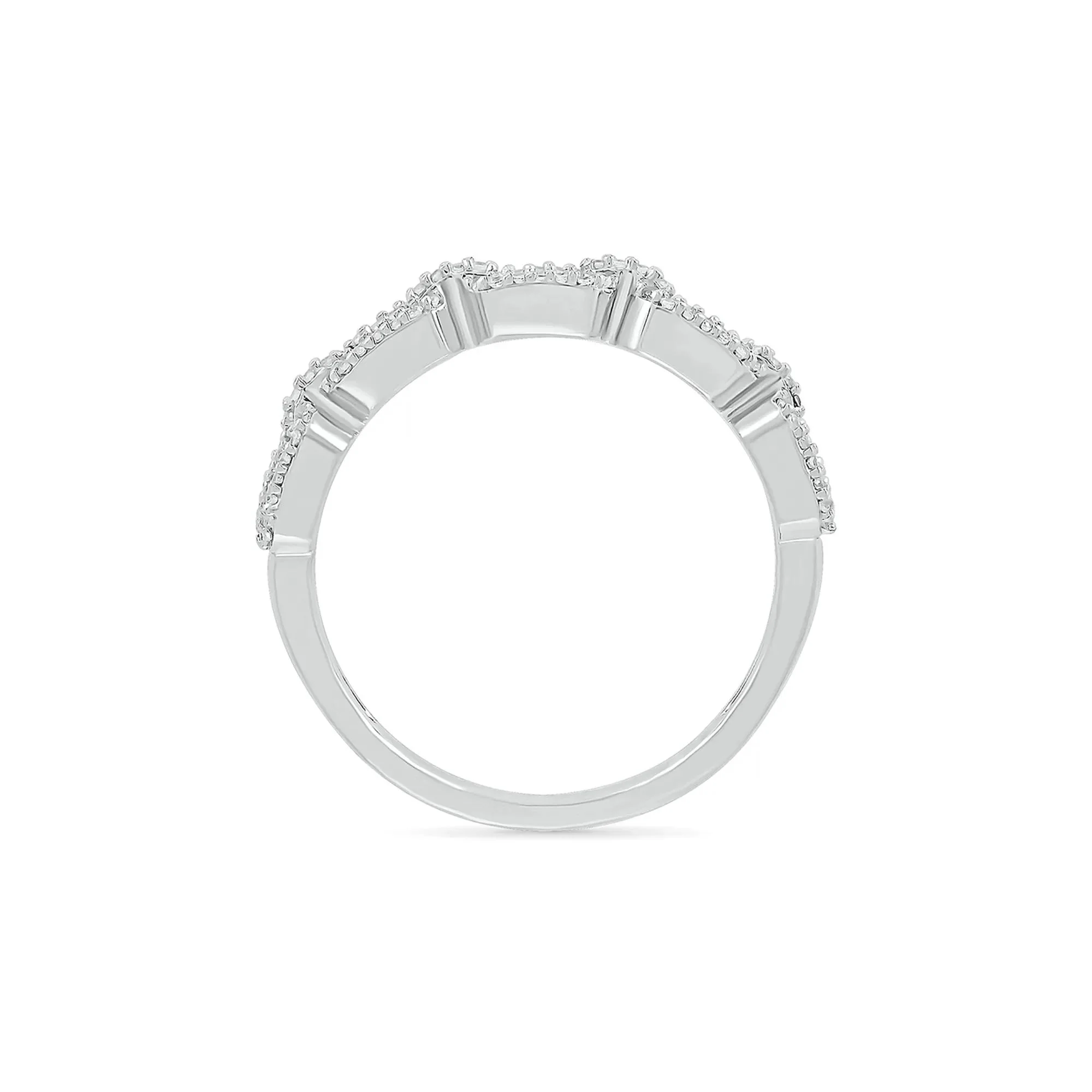 1/5 CT. Tw. Diamond Link Ring .925 Sterling Silver White Size 9 - Image 2