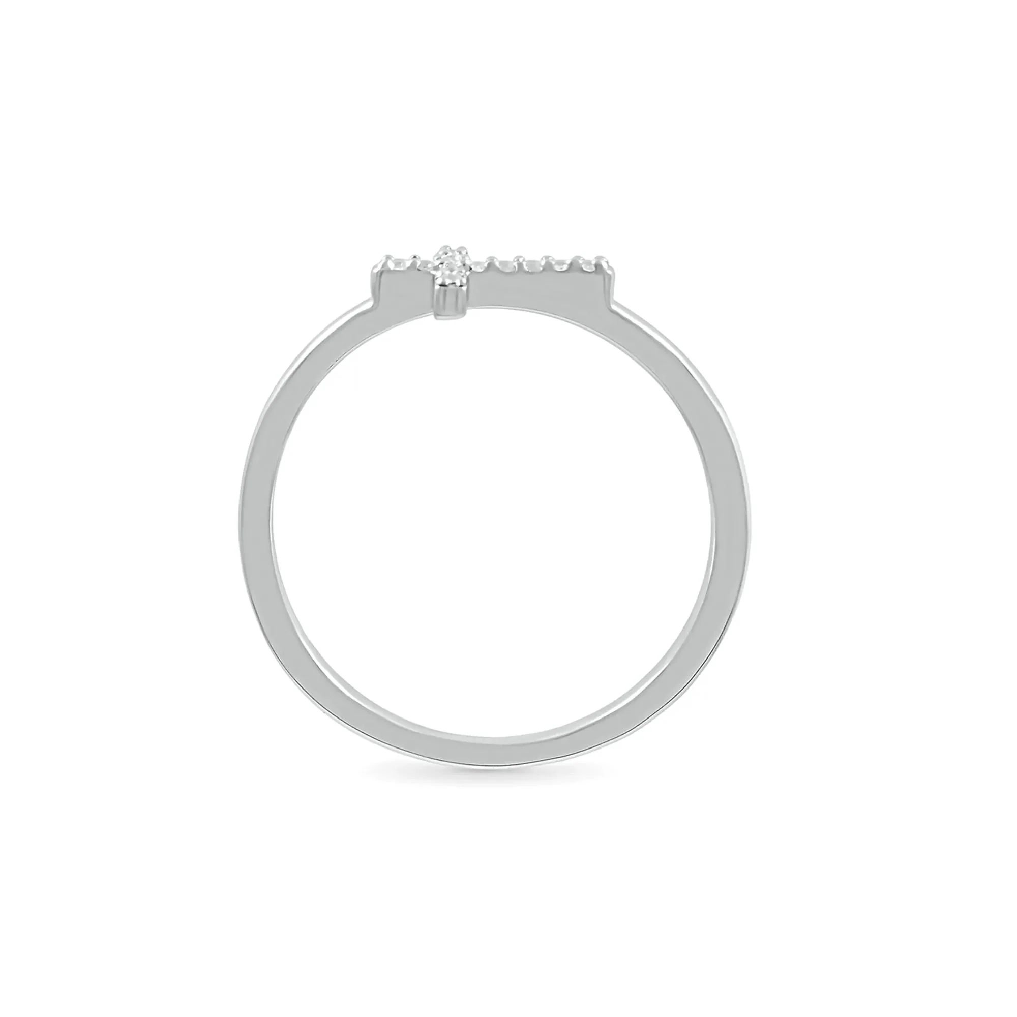 Diamond Accent Cross Ring .925 Sterling Silver White Size 7 - Image 2