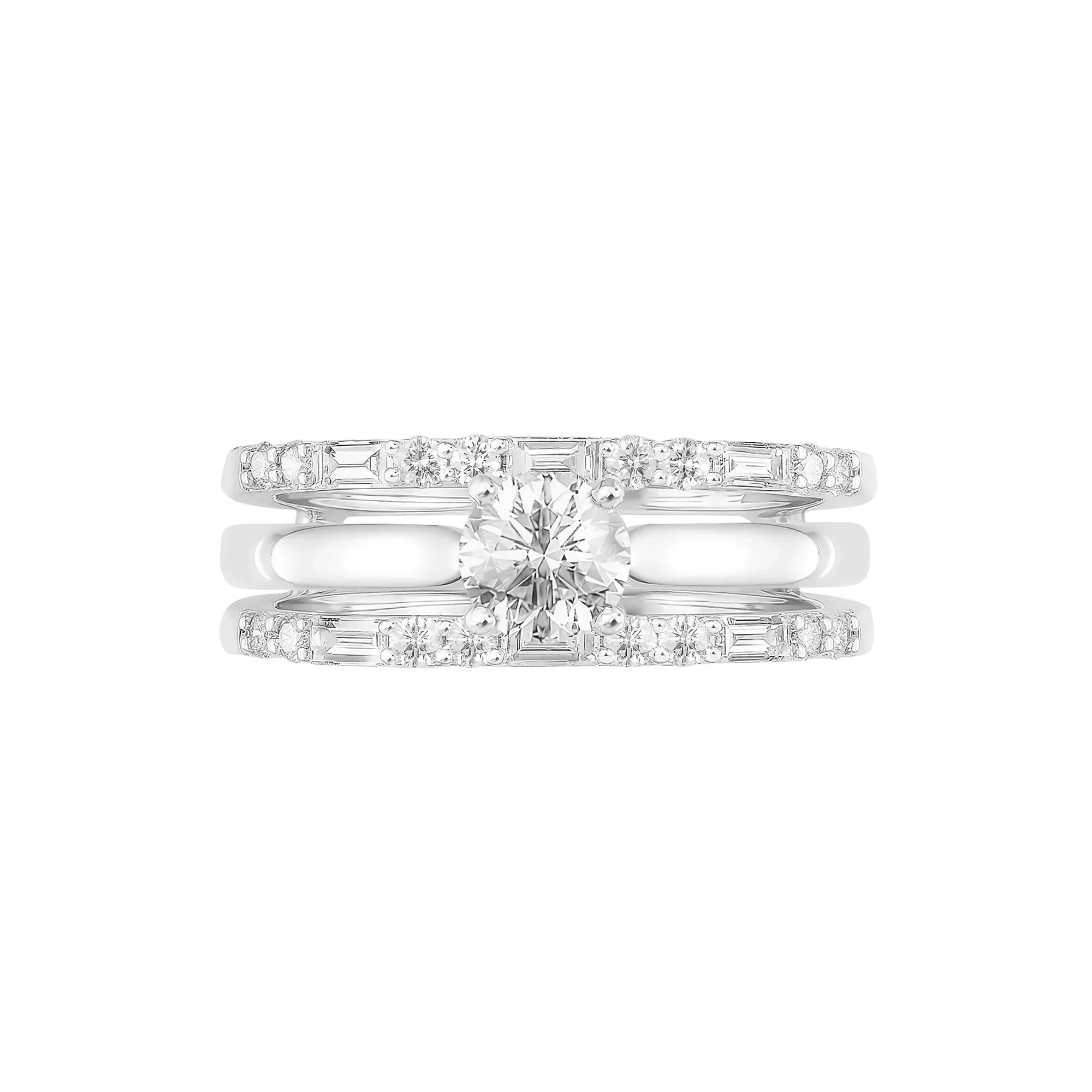 1/2 CT. Tw. Diamond Ring Insert 14K White Gold Round Brilliant Cut Size 7 - Image 4