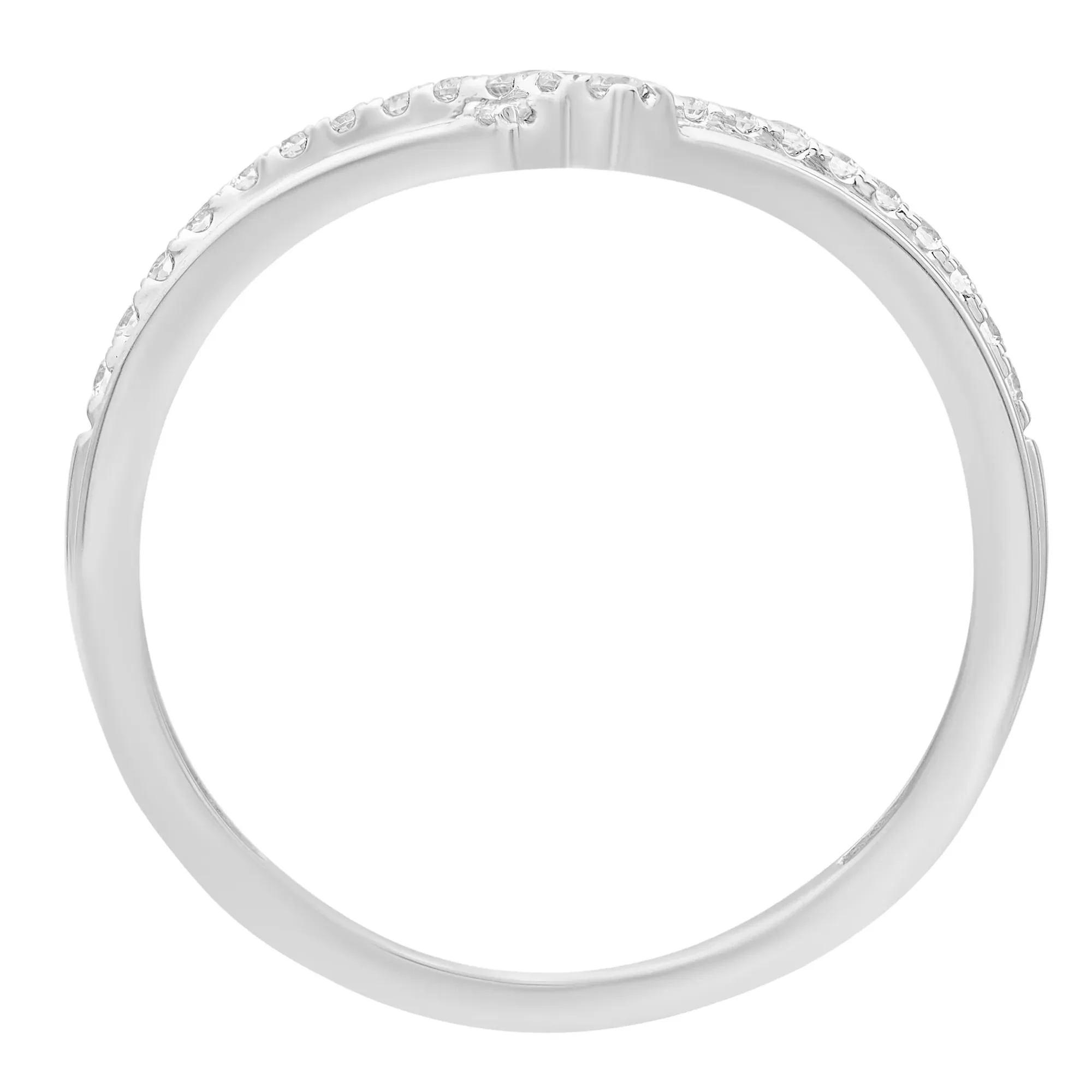 1/7 CT. Tw. Diamond Contour Band Ring 10K White Gold Round Brilliant Cut Size 6 - Image 2