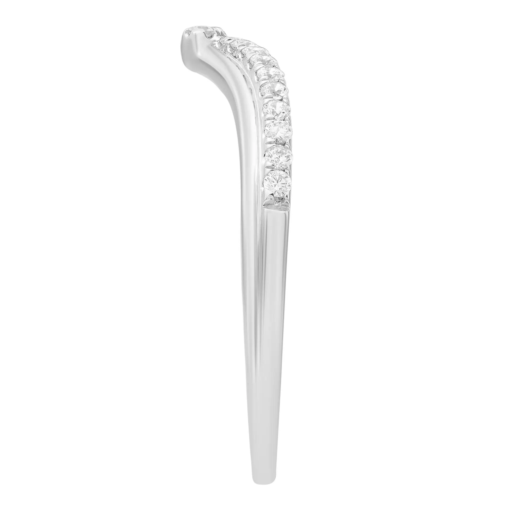 1/7 CT. Tw. Diamond Contour Band Ring 10K White Gold Round Brilliant Cut Size 6.5 - Image 3