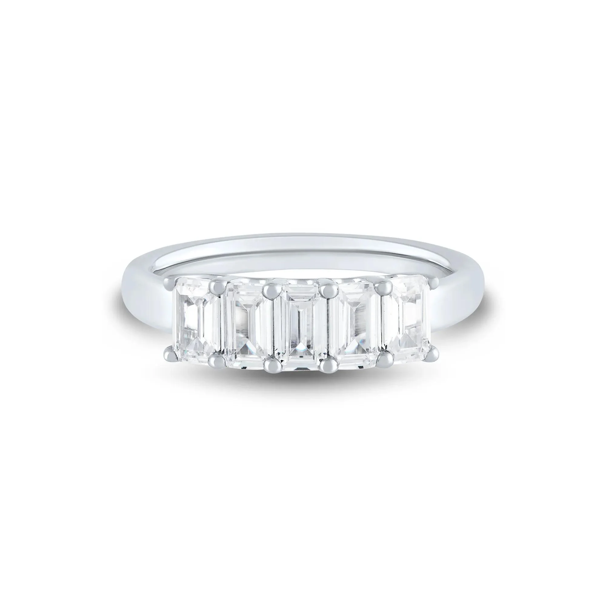 Lab Grown Diamond Five-Stone Emerald-Cut Band Ring 14K White Gold (1 ½ CT. Tw.) Size 7.5 1mm