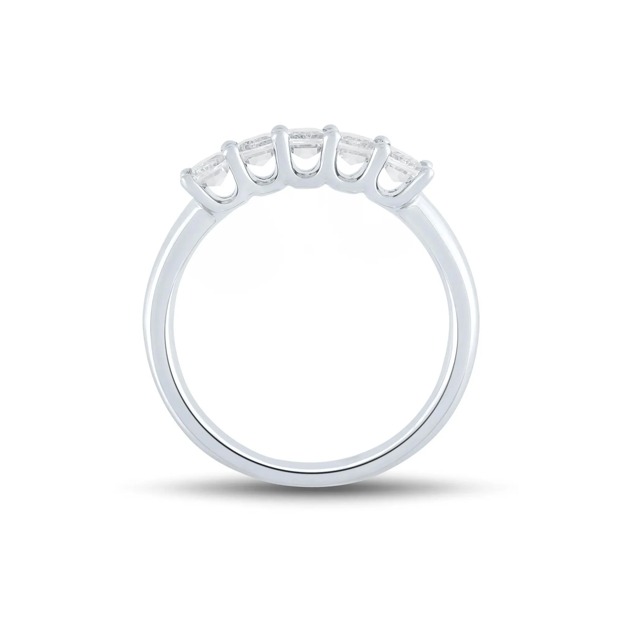 Lab Grown Diamond Five-Stone Emerald-Cut Band Ring 14K White Gold (1 ½ CT. Tw.) Size 8.5 1mm - Image 2