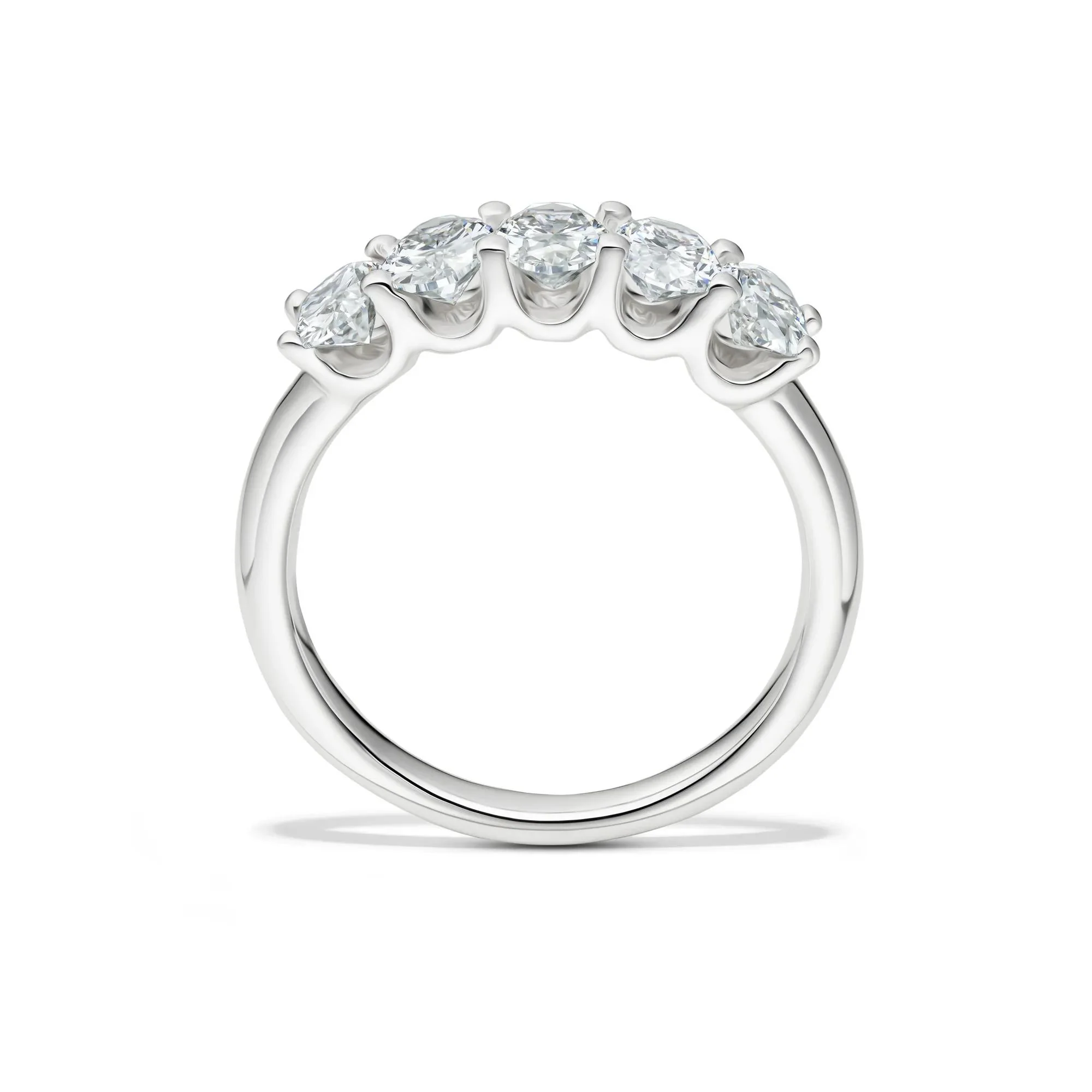 1/2 CT. Tw. Lab Grown Diamond Five-Stone Oval Anniversary Band Ring 14K White Gold Size 7.5 1mm - Image 2