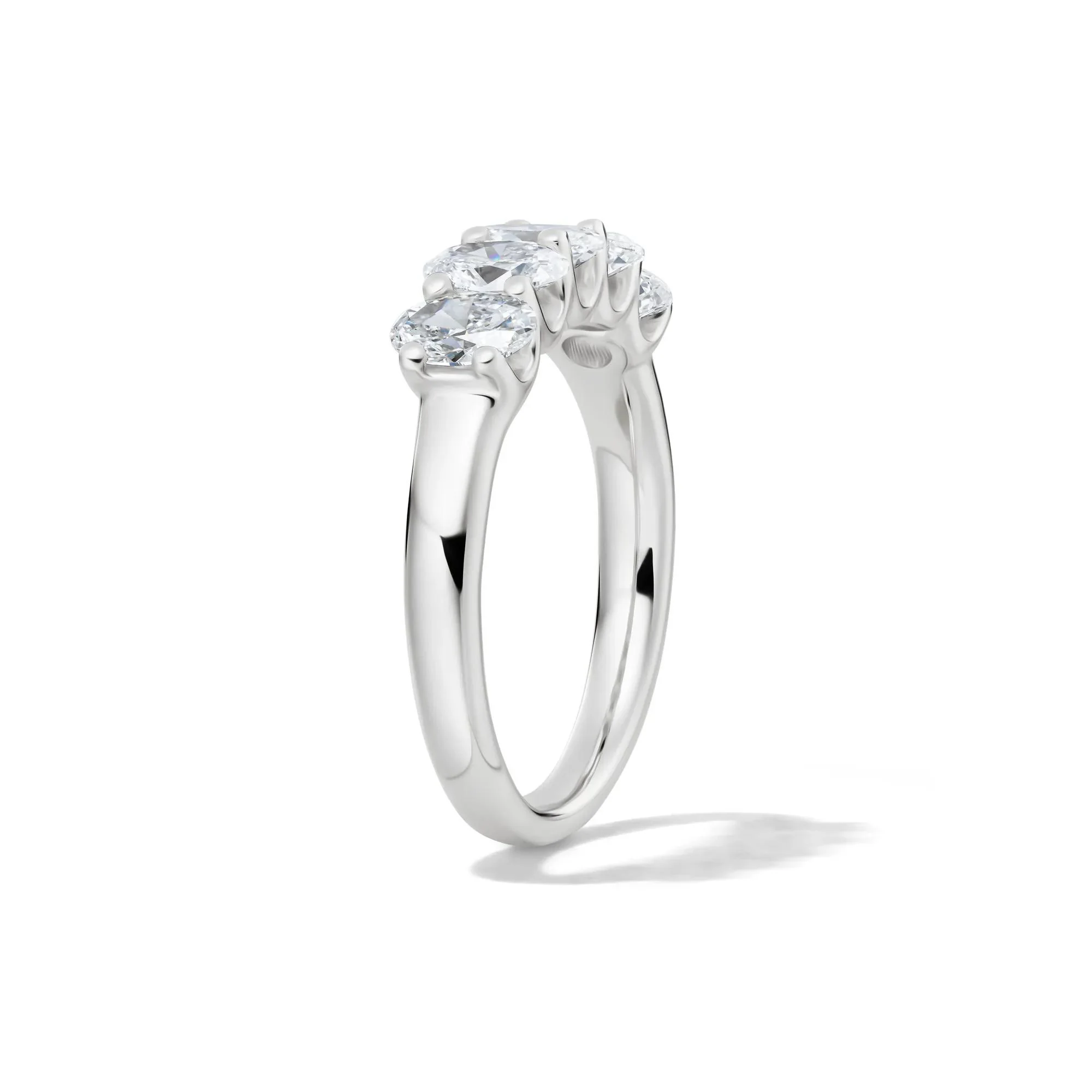 1/2 CT. Tw. Lab Grown Diamond Five-Stone Oval Anniversary Band Ring 14K White Gold Size 8.5 1mm - Image 3