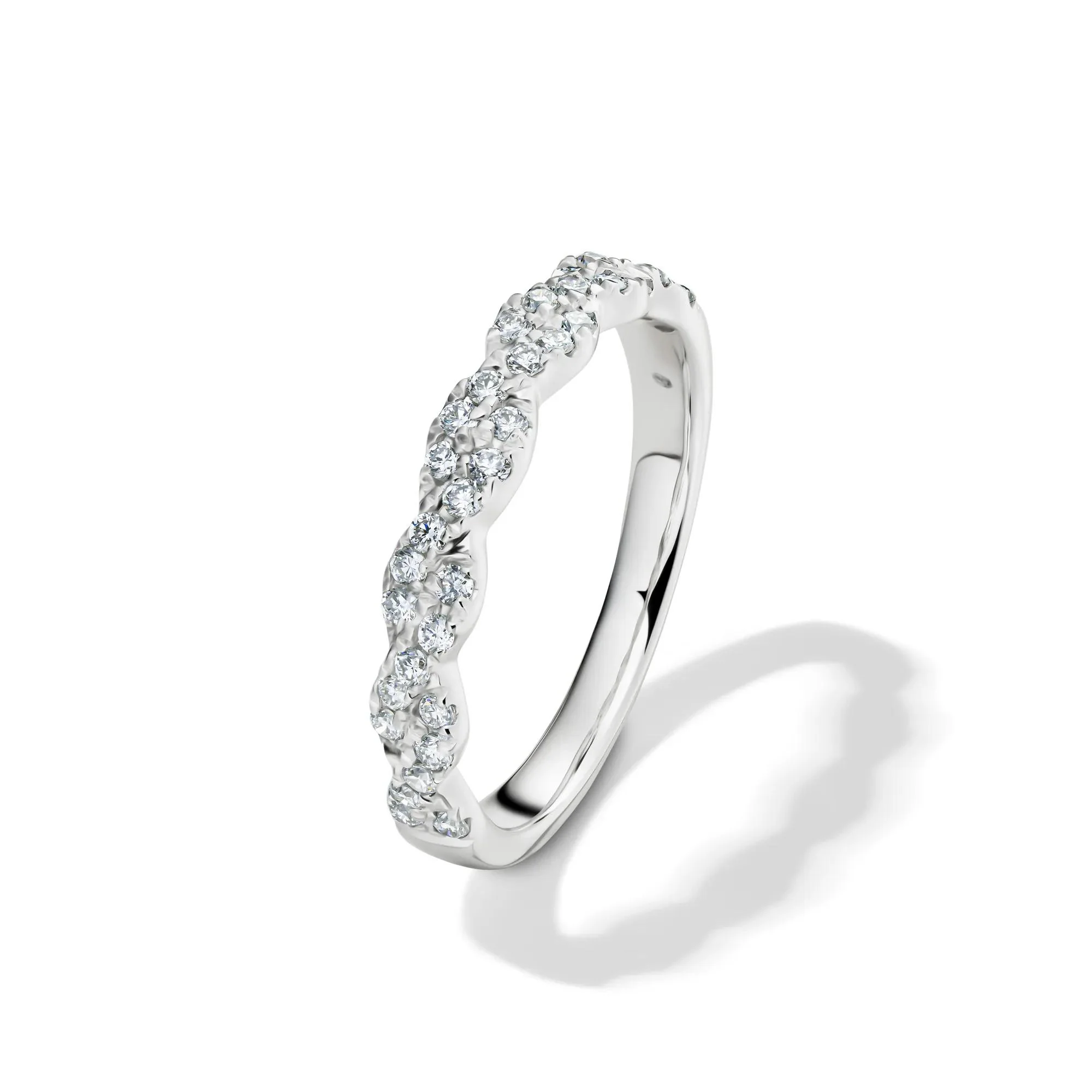 1/3 CT. Tw. Lab Grown Diamond Twist Band Ring 10K White Gold Round Brilliant Cut Size 6 2mm - Image 4