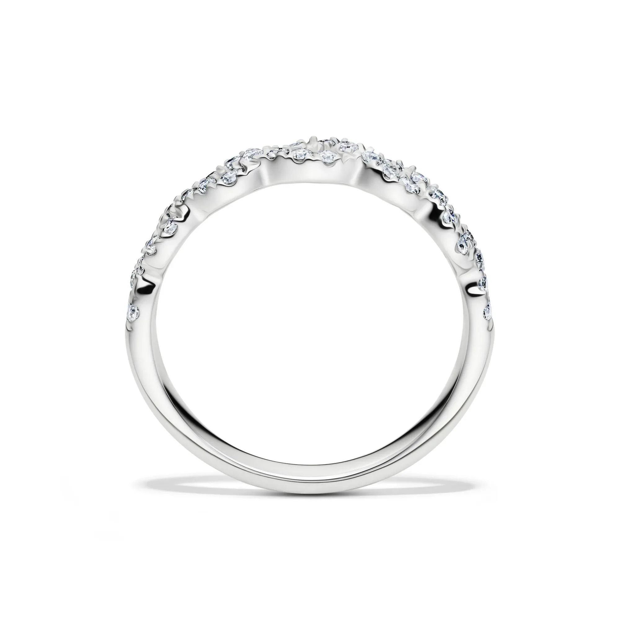 1/3 CT. Tw. Lab Grown Diamond Twist Band Ring 10K White Gold Round Brilliant Cut Size 7.5 2mm - Image 2