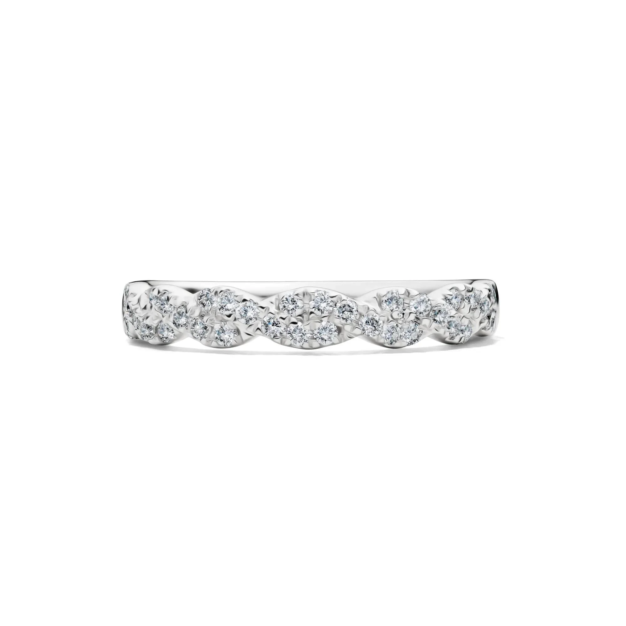 1/3 CT. Tw. Lab Grown Diamond Twist Band Ring 10K White Gold Round Brilliant Cut Size 8 2mm