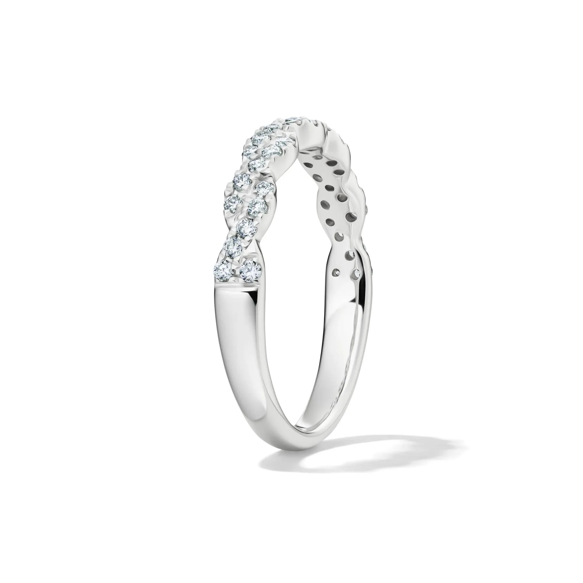 1/3 CT. Tw. Lab Grown Diamond Twist Band Ring 10K White Gold Round Brilliant Cut Size 8 2mm - Image 3