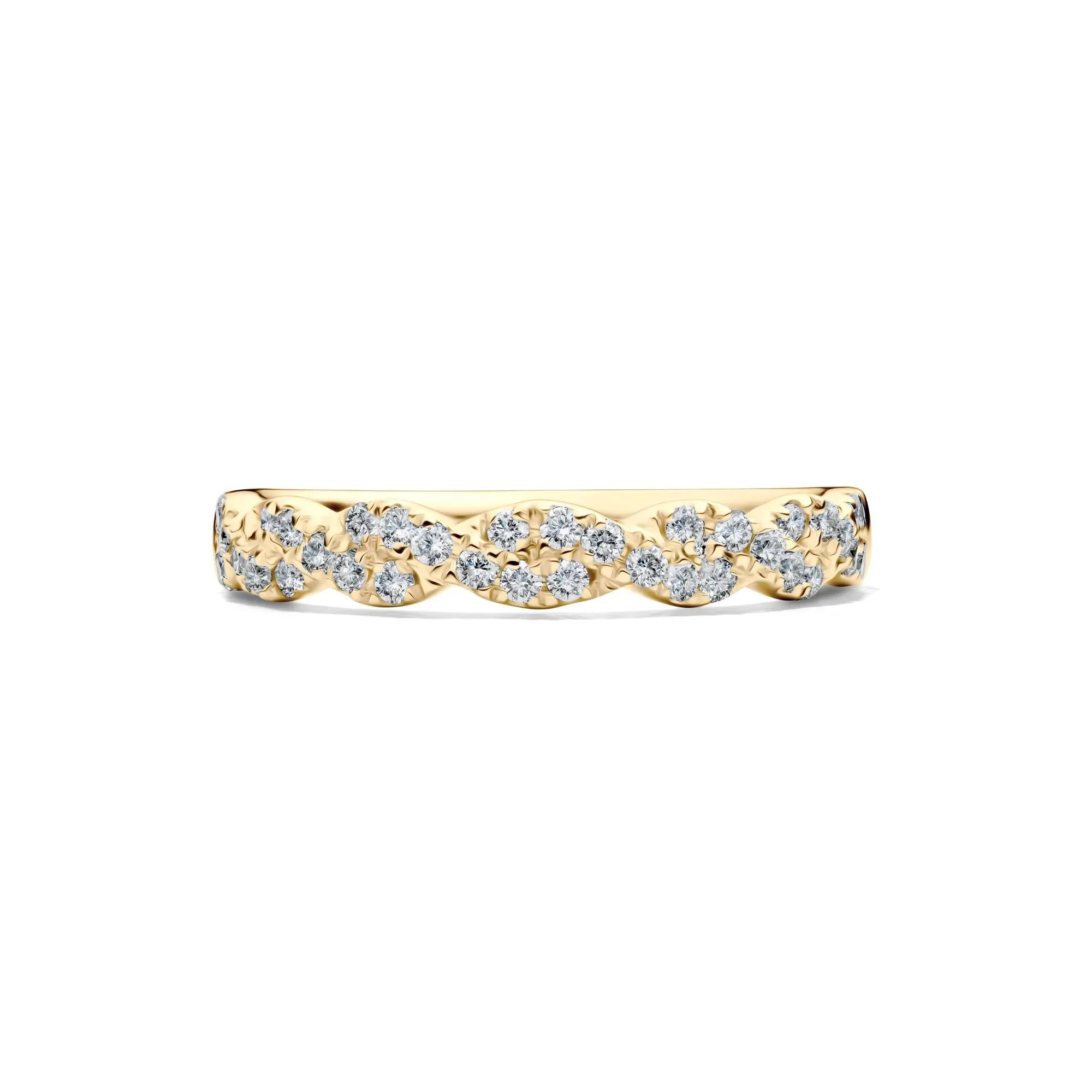 1/3 CT. Tw. Lab Grown Diamond Twist Band Ring 10K Yellow Gold Round Brilliant Cut Size 6.5 2mm