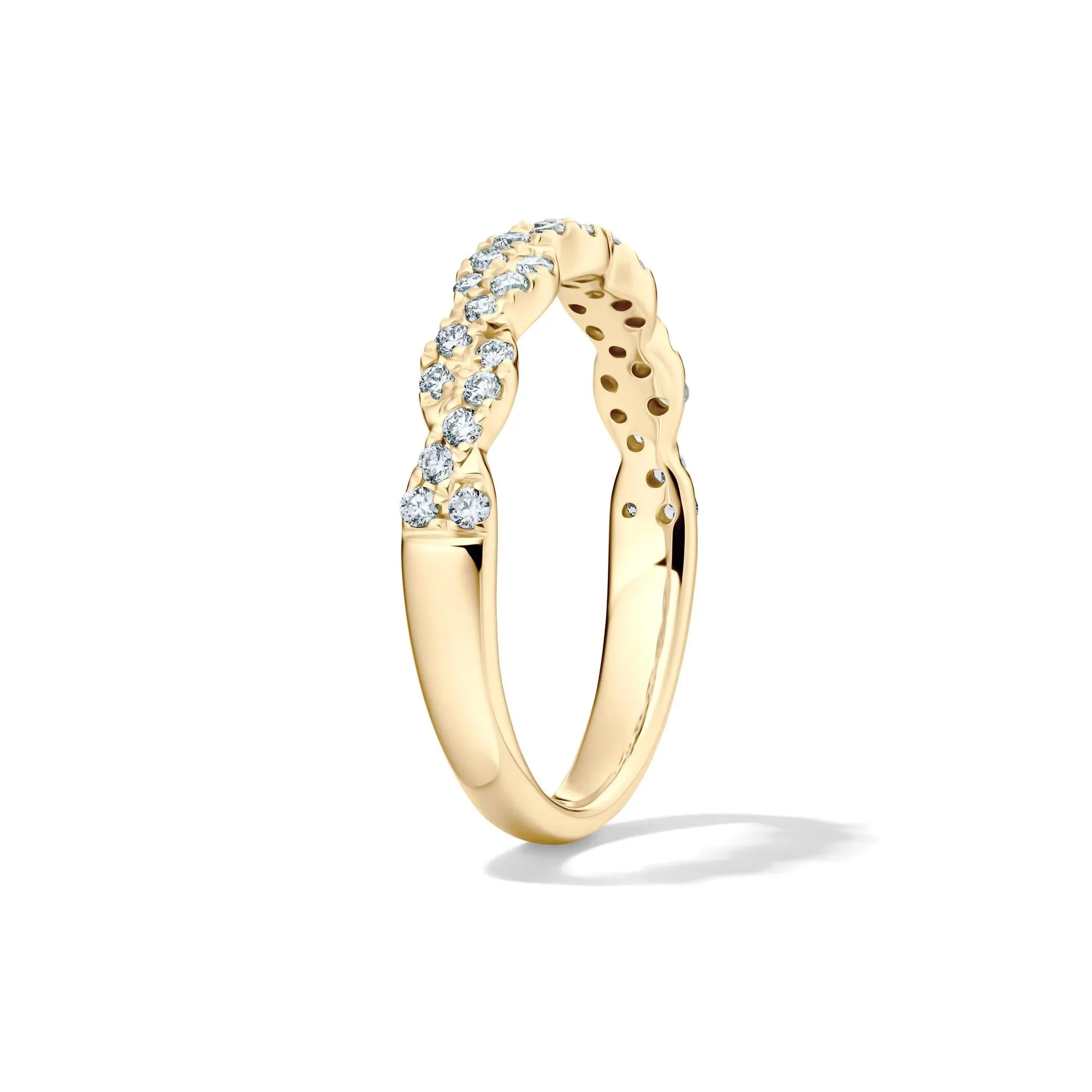 1/3 CT. Tw. Lab Grown Diamond Twist Band Ring 10K Yellow Gold Round Brilliant Cut Size 6.5 2mm - Image 3
