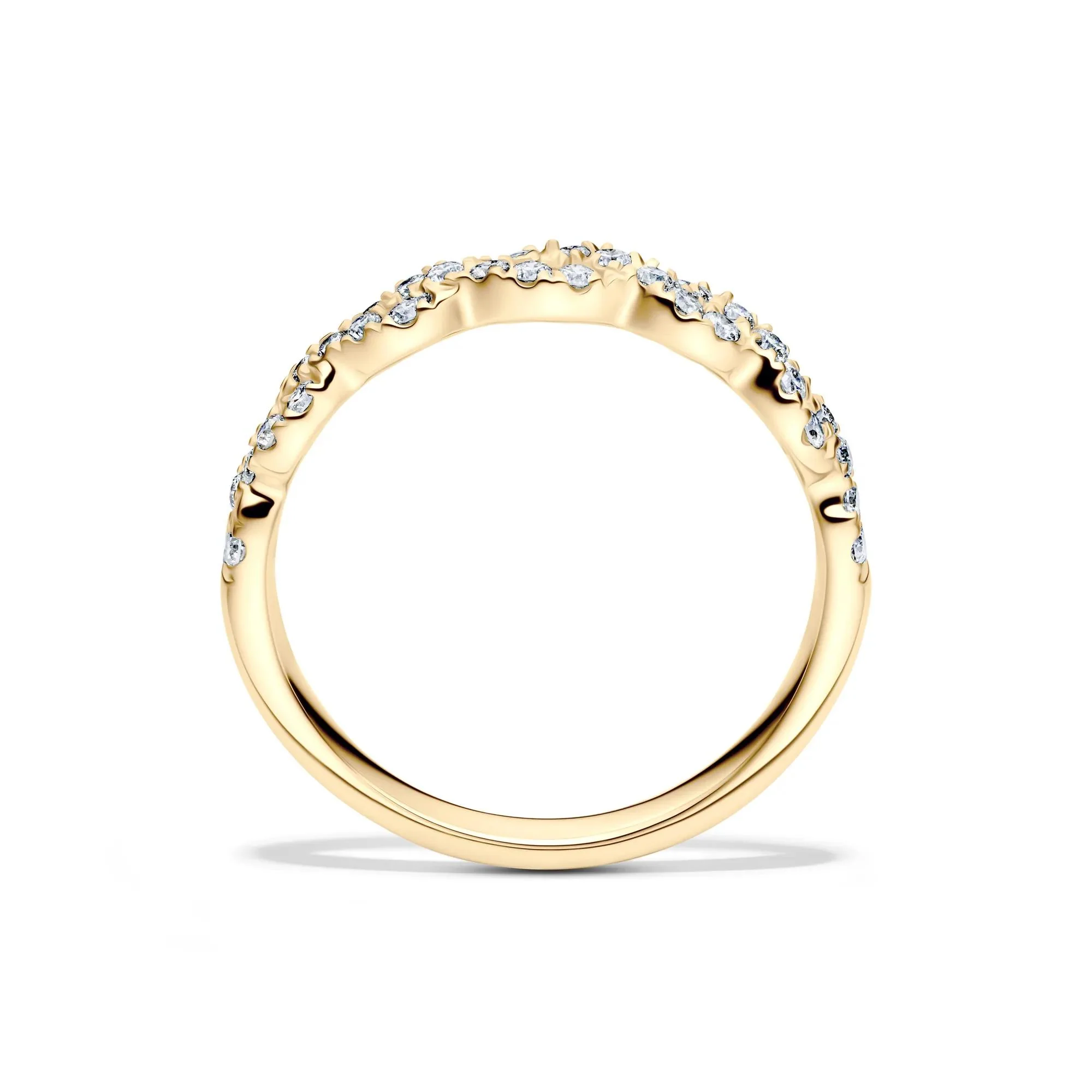 1/3 CT. Tw. Lab Grown Diamond Twist Band Ring 10K Yellow Gold Round Brilliant Cut Size 7.5 2mm - Image 2
