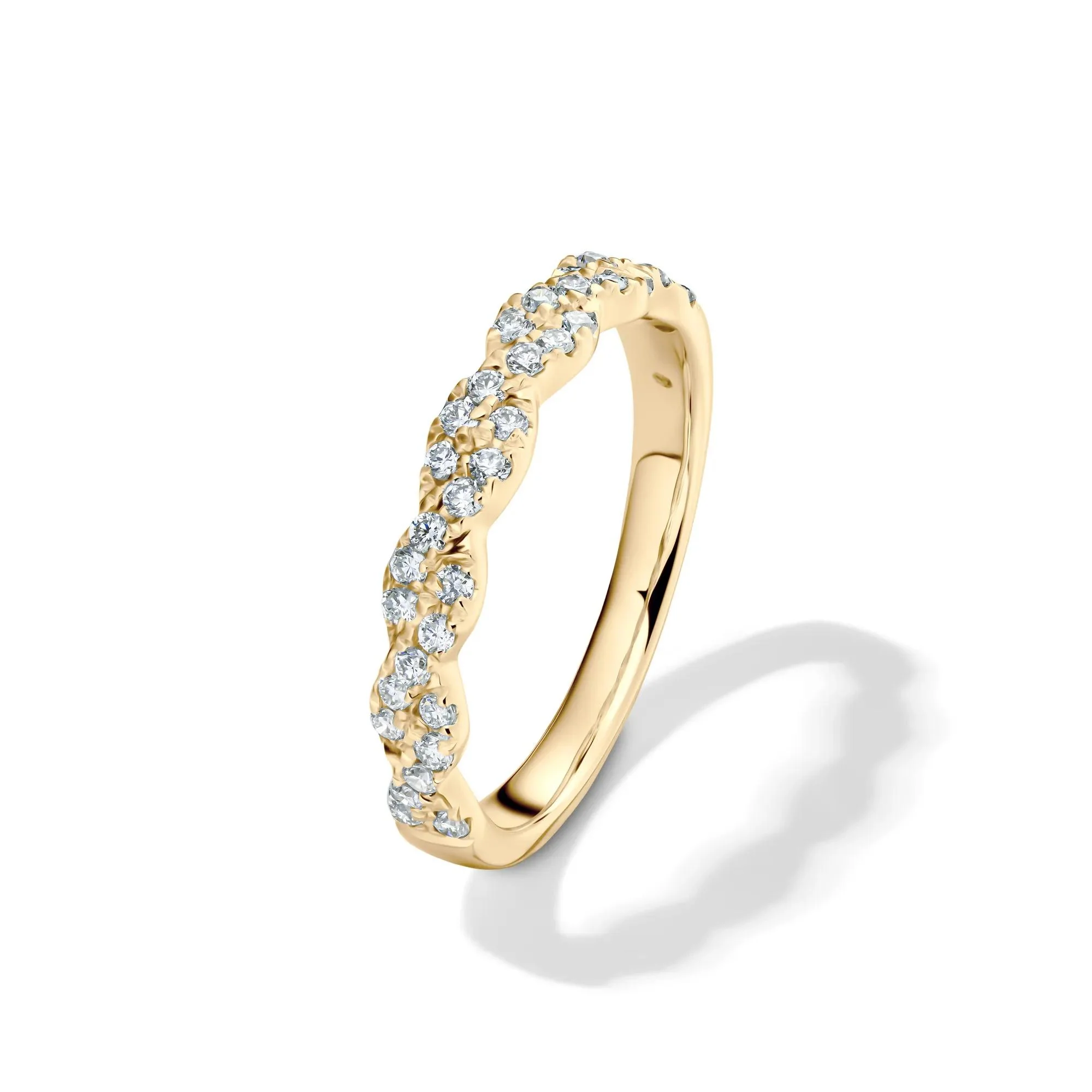 1/3 CT. Tw. Lab Grown Diamond Twist Band Ring 10K Yellow Gold Round Brilliant Cut Size 8 2mm - Image 4
