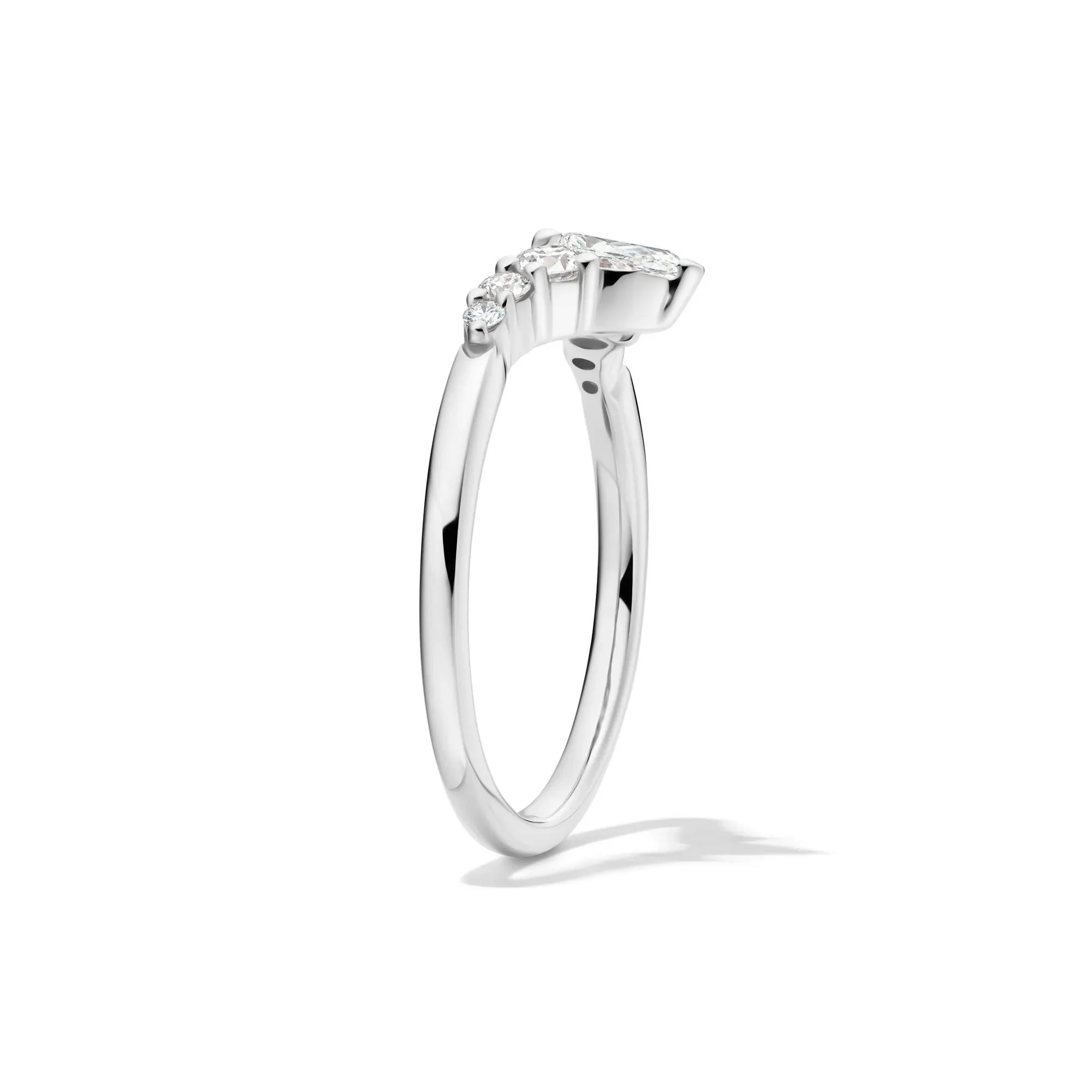1/2 CT. Tw. Lab Grown Diamond Chevron Contour Band Ring 14K White Gold Round Brilliant Cut Size 6 - Image 3