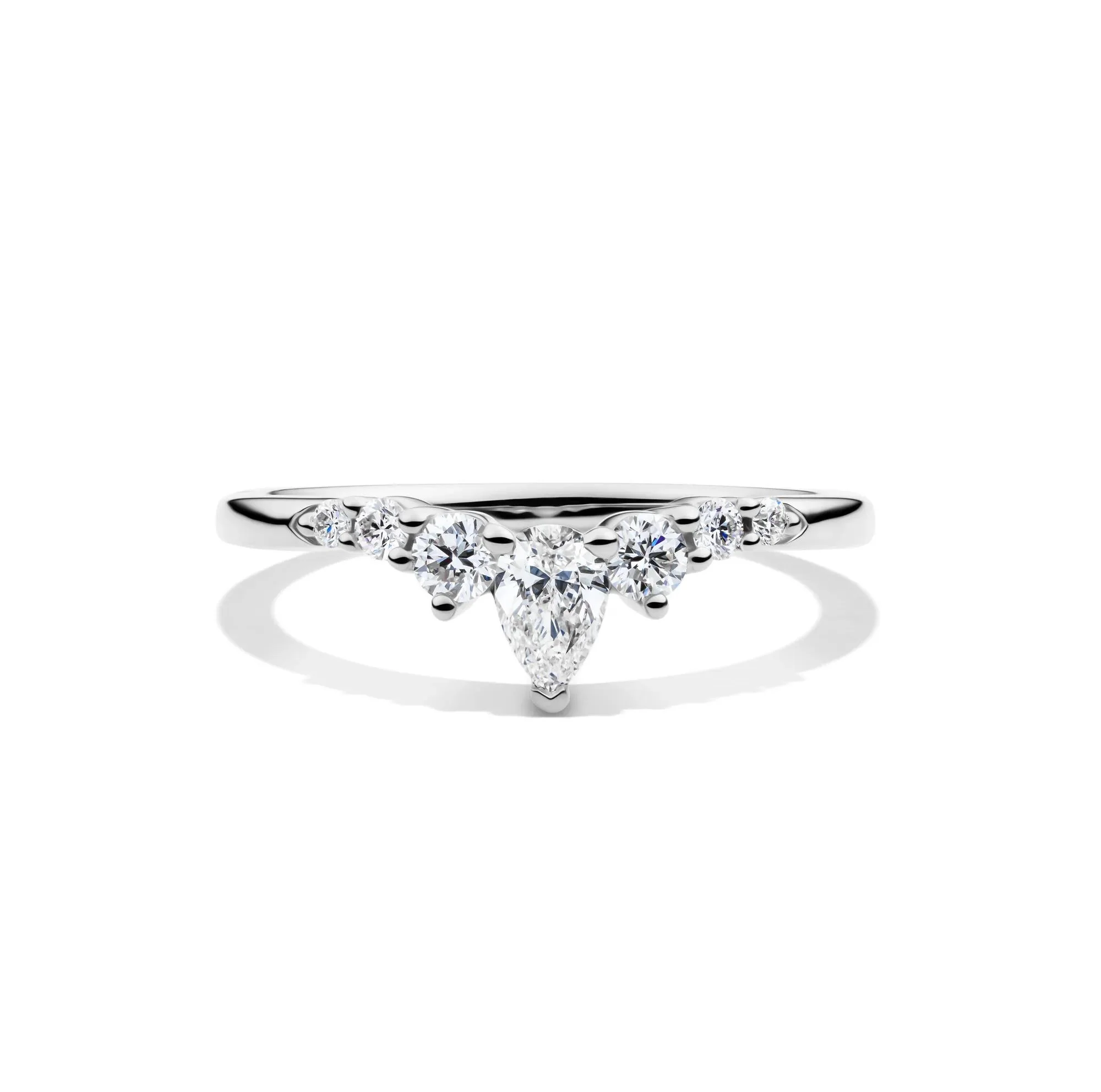 1/2 CT. Tw. Lab Grown Diamond Chevron Contour Band Ring 14K White Gold Round Brilliant Cut Size 7