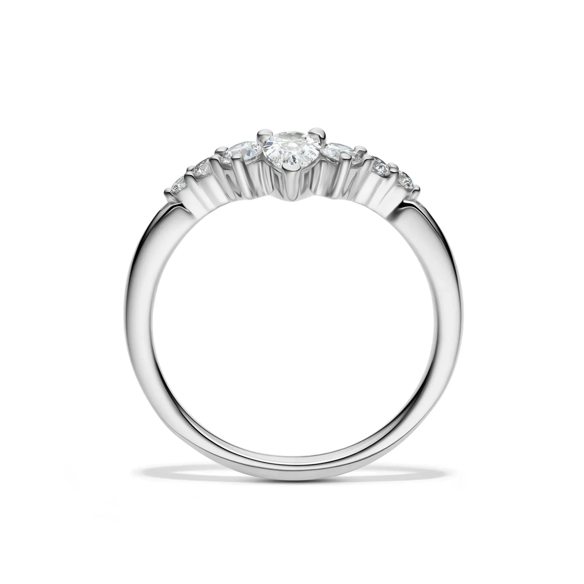 1/2 CT. Tw. Lab Grown Diamond Chevron Contour Band Ring 14K White Gold Round Brilliant Cut Size 9.5 - Image 2