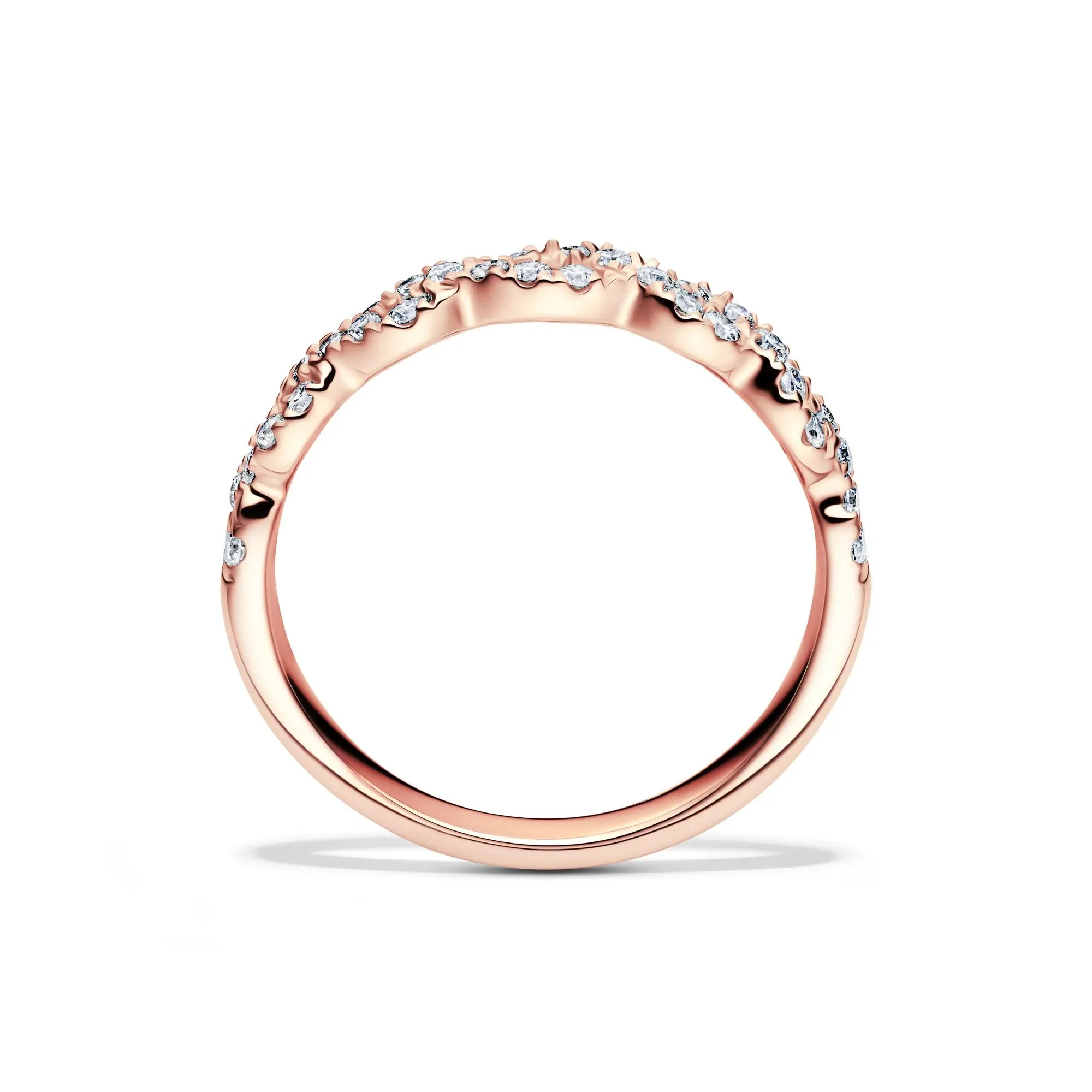 1/3 CT. Tw. Lab Grown Diamond Twist Band Ring 10K Rose Gold Round Brilliant Cut Size 5 2mm - Image 2