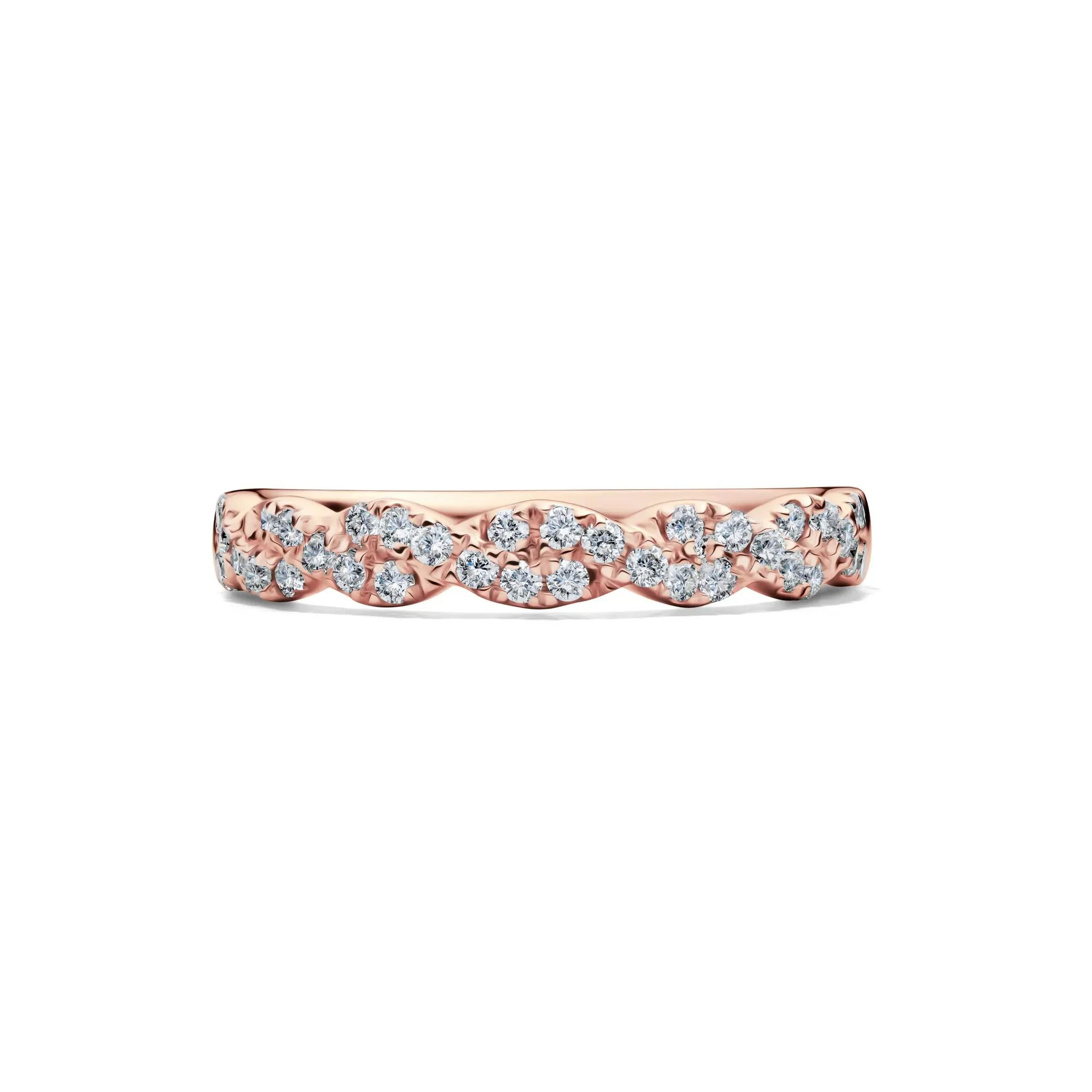 1/3 CT. Tw. Lab Grown Diamond Twist Band Ring 10K Rose Gold Round Brilliant Cut Size 6 2mm