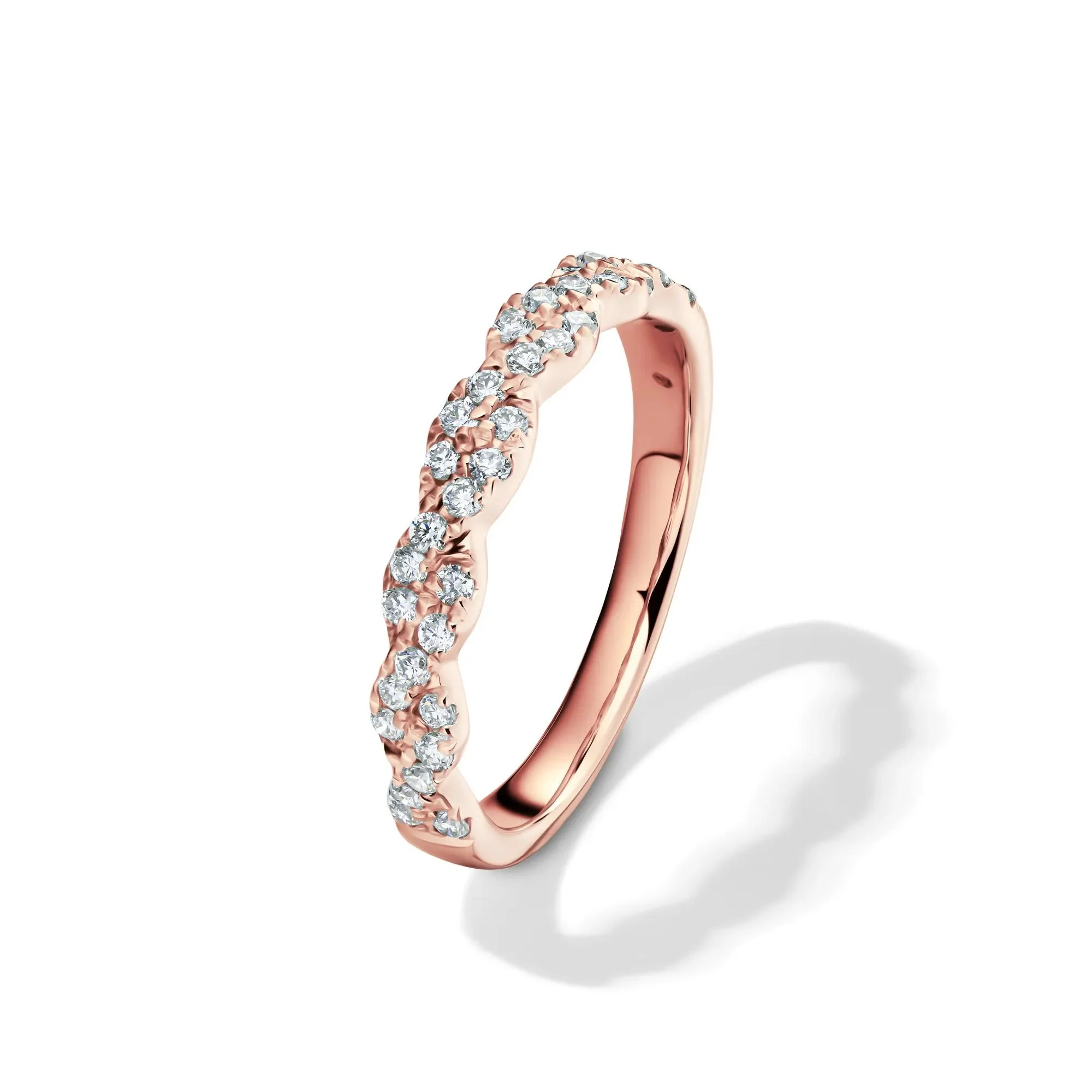 1/3 CT. Tw. Lab Grown Diamond Twist Band Ring 10K Rose Gold Round Brilliant Cut Size 7 2mm - Image 4
