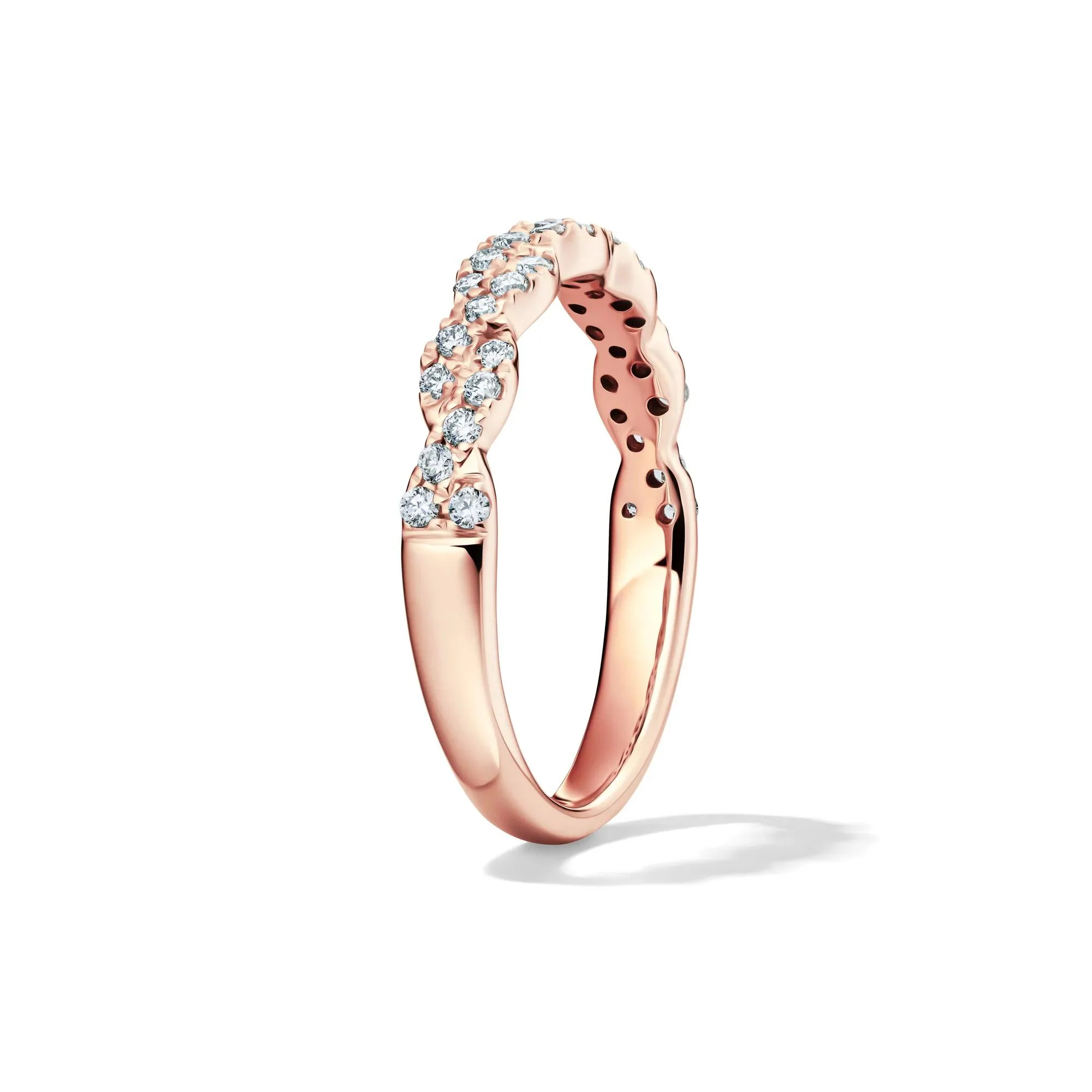 1/3 CT. Tw. Lab Grown Diamond Twist Band Ring 10K Rose Gold Round Brilliant Cut Size 9 2mm - Image 3
