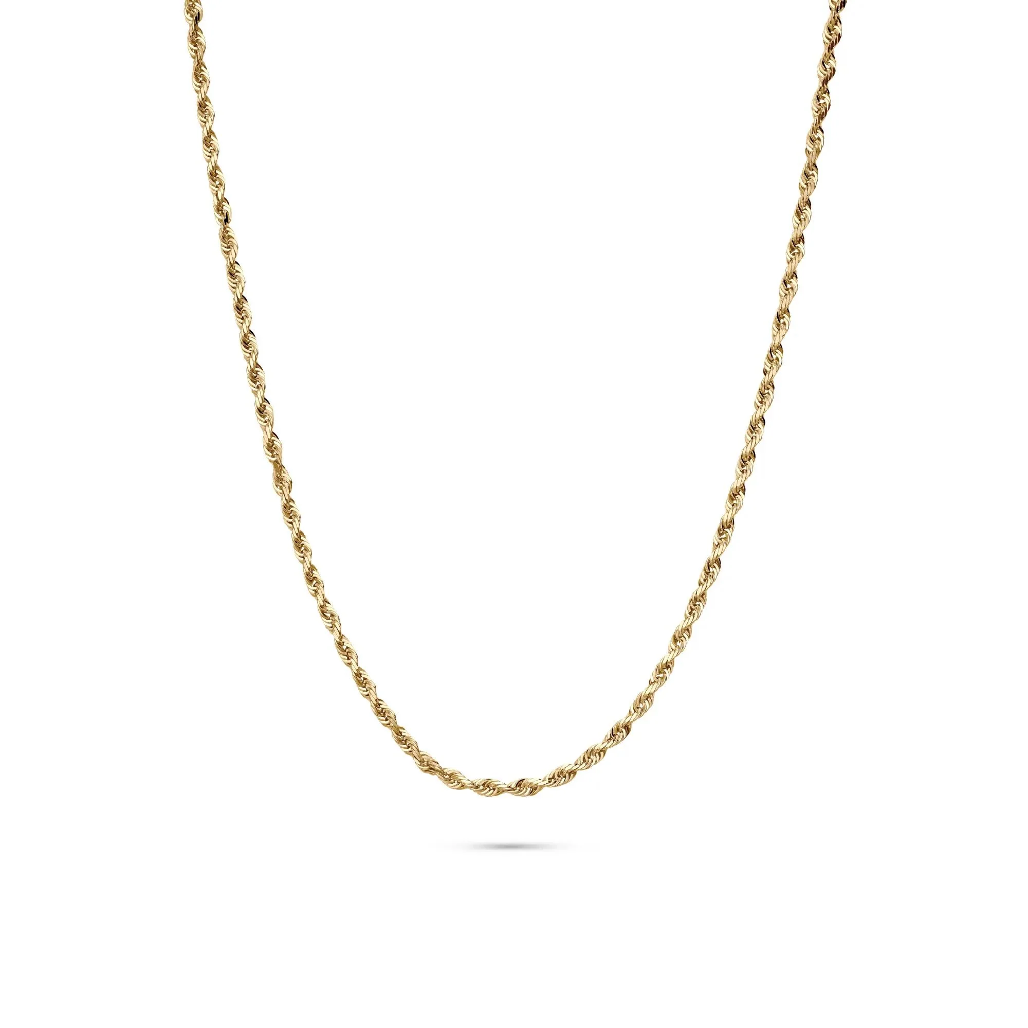 Solid Glitter Rope Chain 14K Yellow Gold Necklace Size 18"