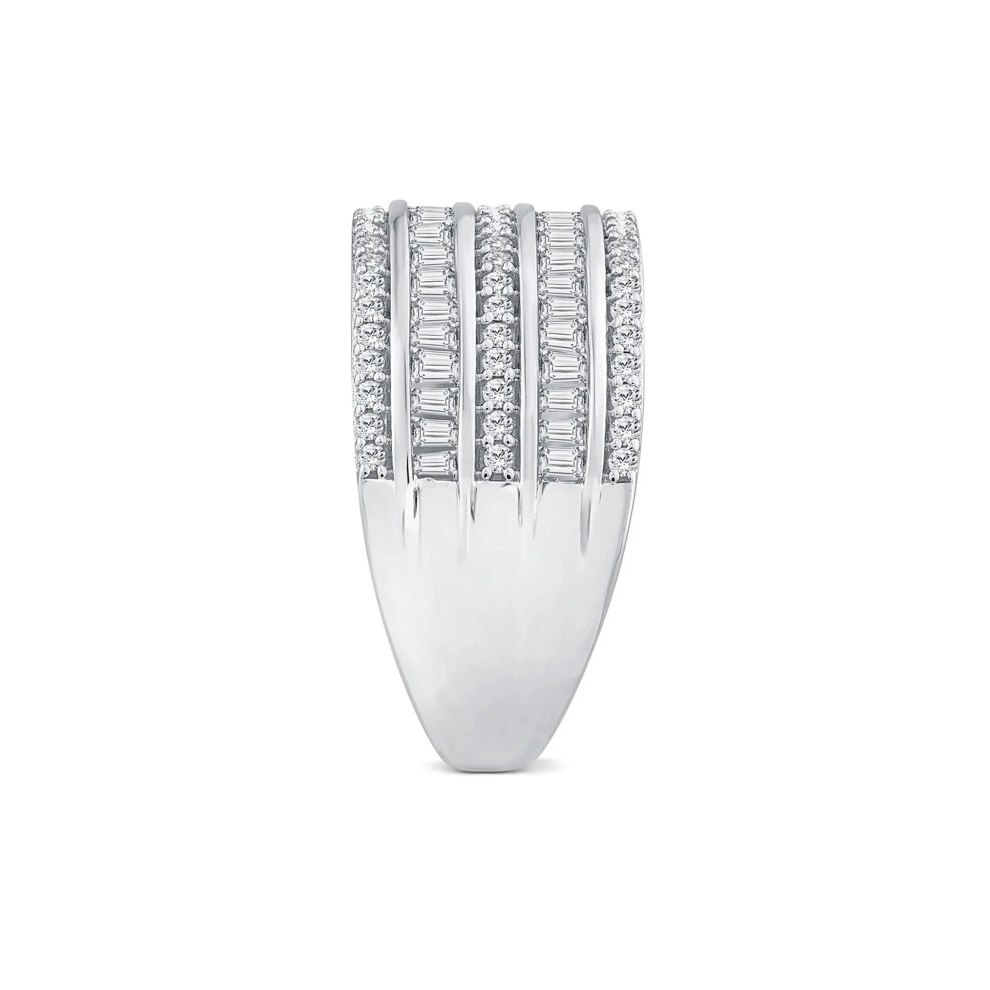 3 CT. Tw. Round and Baguette Multi-Row Diamond Band Ring 14K White Gold Size 9 1mm - Image 2