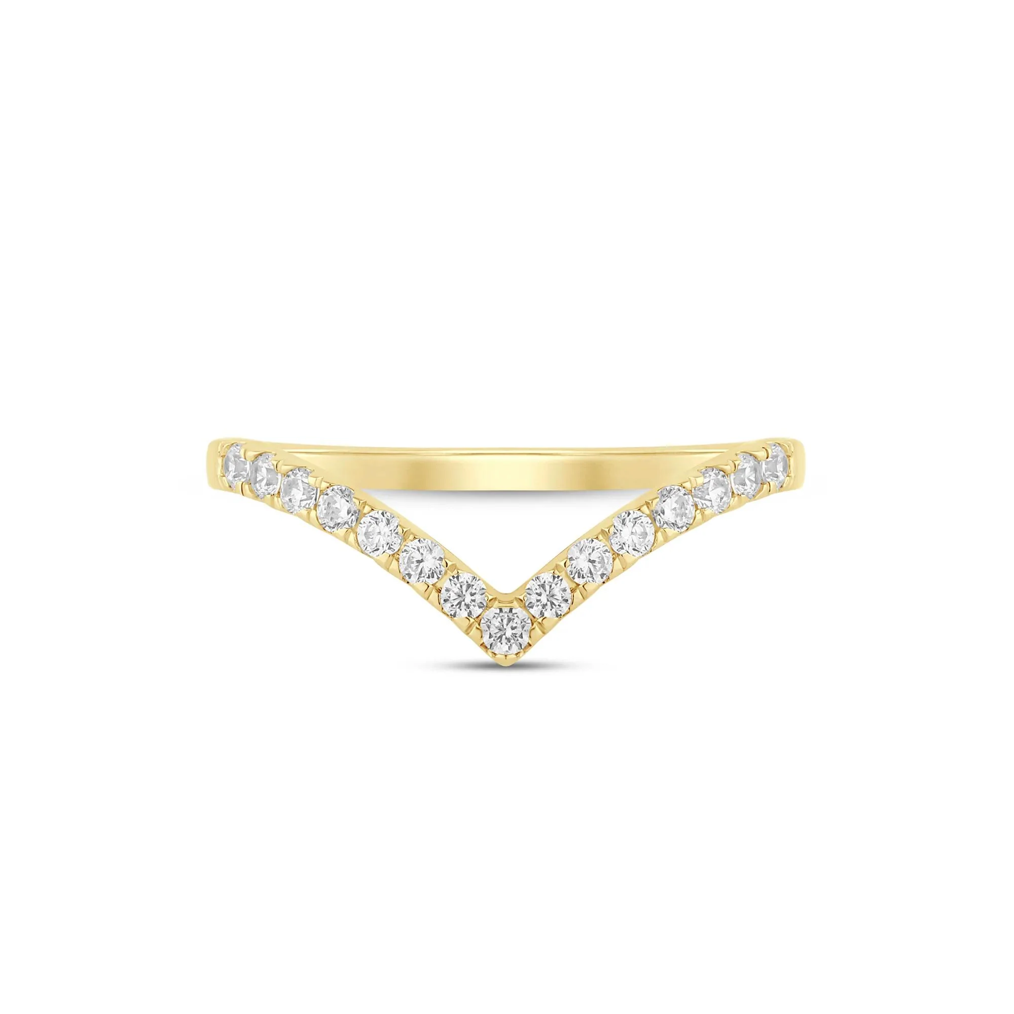 1/3 CT. Tw. Lab Grown Diamond Chevron Contour Band Ring 14K Yellow Gold Size 7.5 1mm
