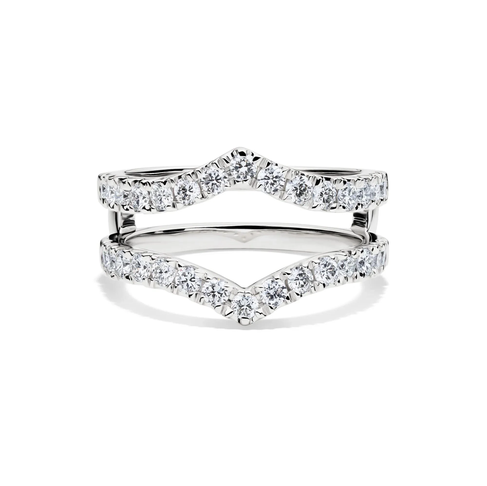 1 CT. Tw. Lab Grown Diamond Chevron Ring Insert 14K White Gold Round Brilliant Cut Size 7 6mm