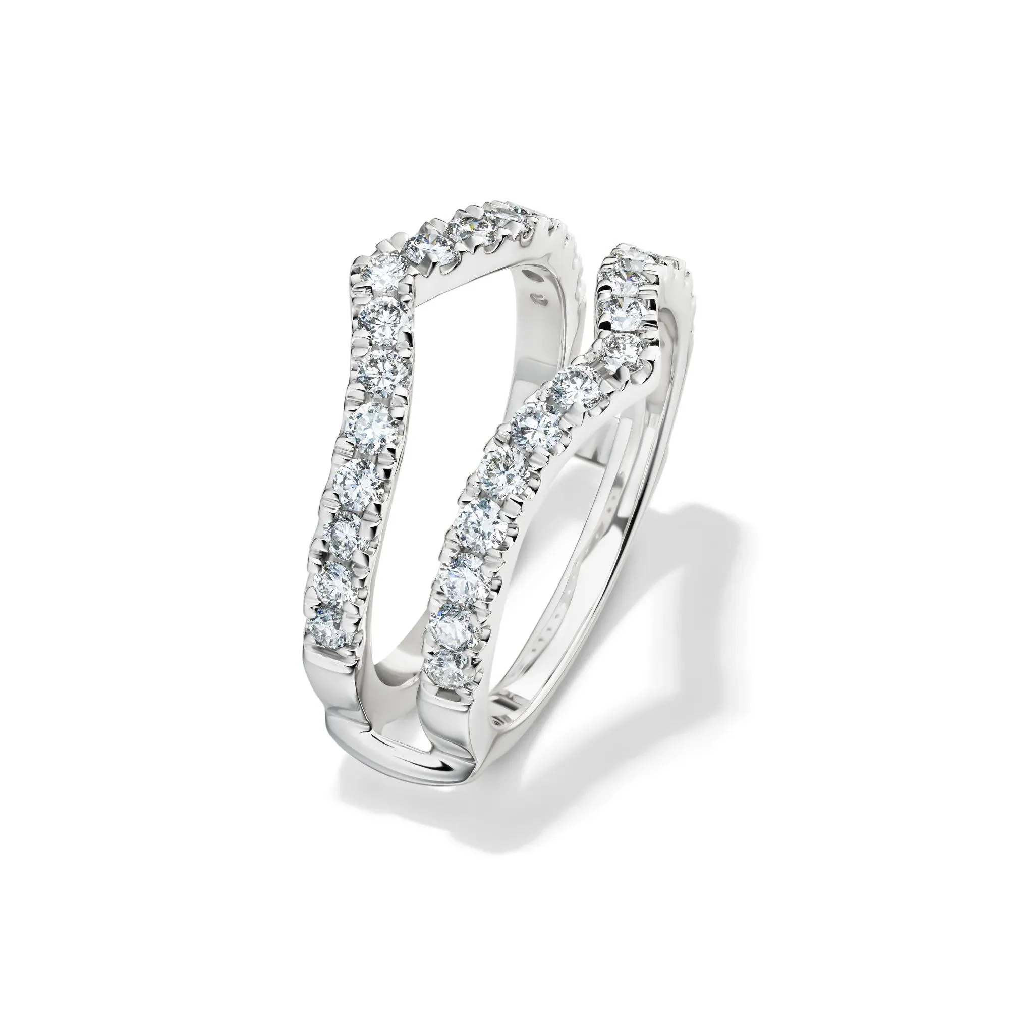 1 CT. Tw. Lab Grown Diamond Chevron Ring Insert 14K White Gold Round Brilliant Cut Size 7 6mm - Image 4