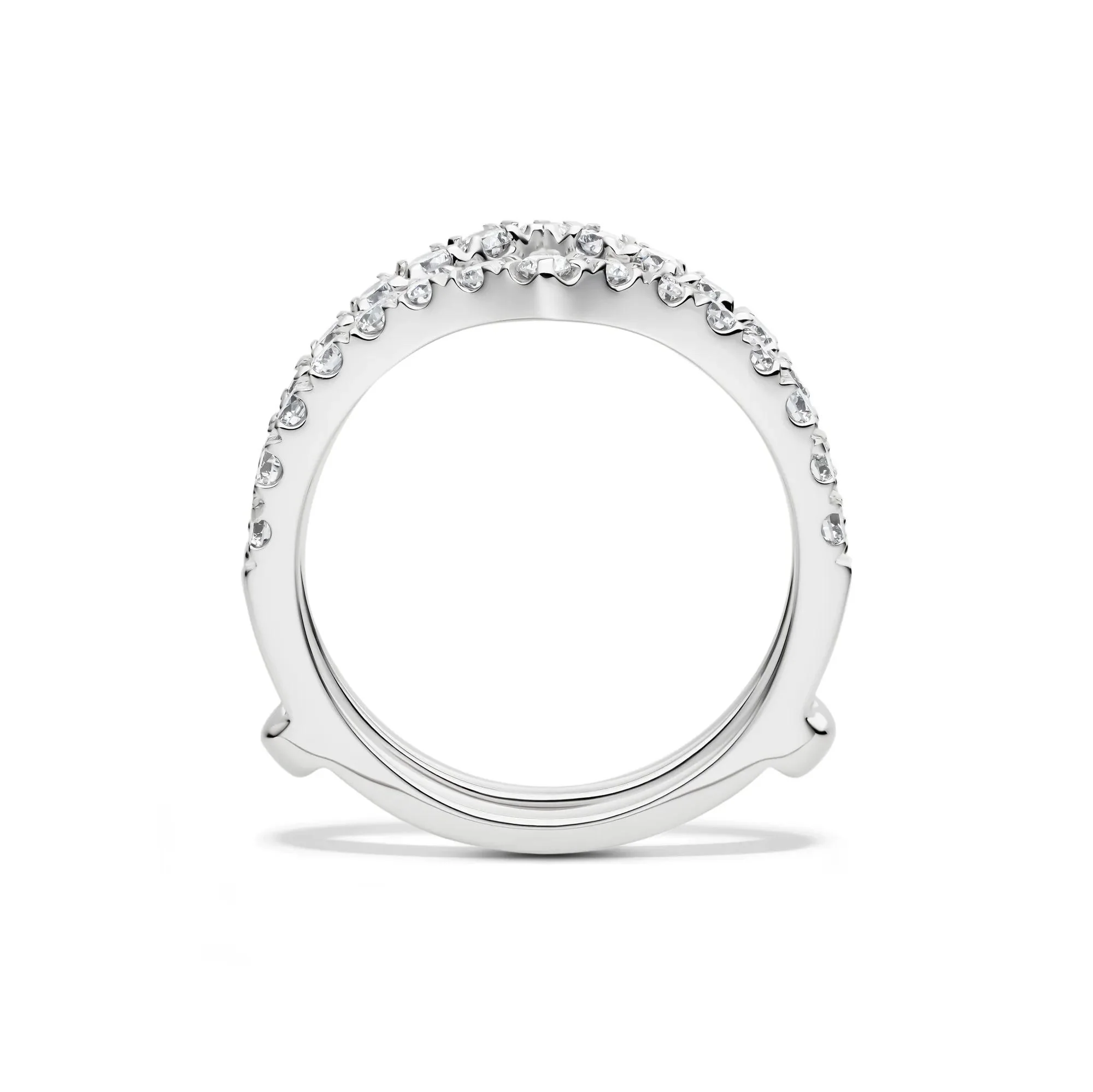1 CT. Tw. Lab Grown Diamond Chevron Ring Insert 14K White Gold Round Brilliant Cut Size 7.5 6mm - Image 2