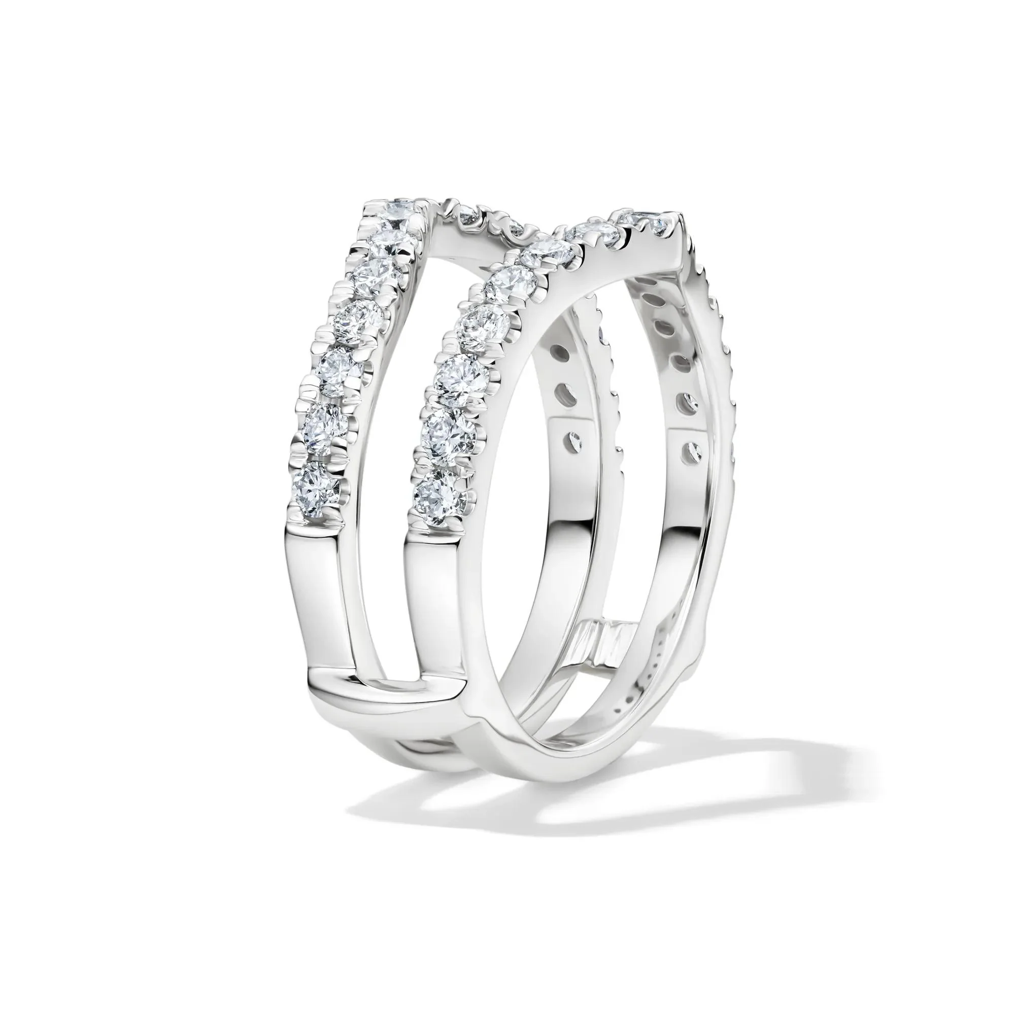 1 CT. Tw. Lab Grown Diamond Chevron Ring Insert 14K White Gold Round Brilliant Cut Size 8 6mm - Image 3