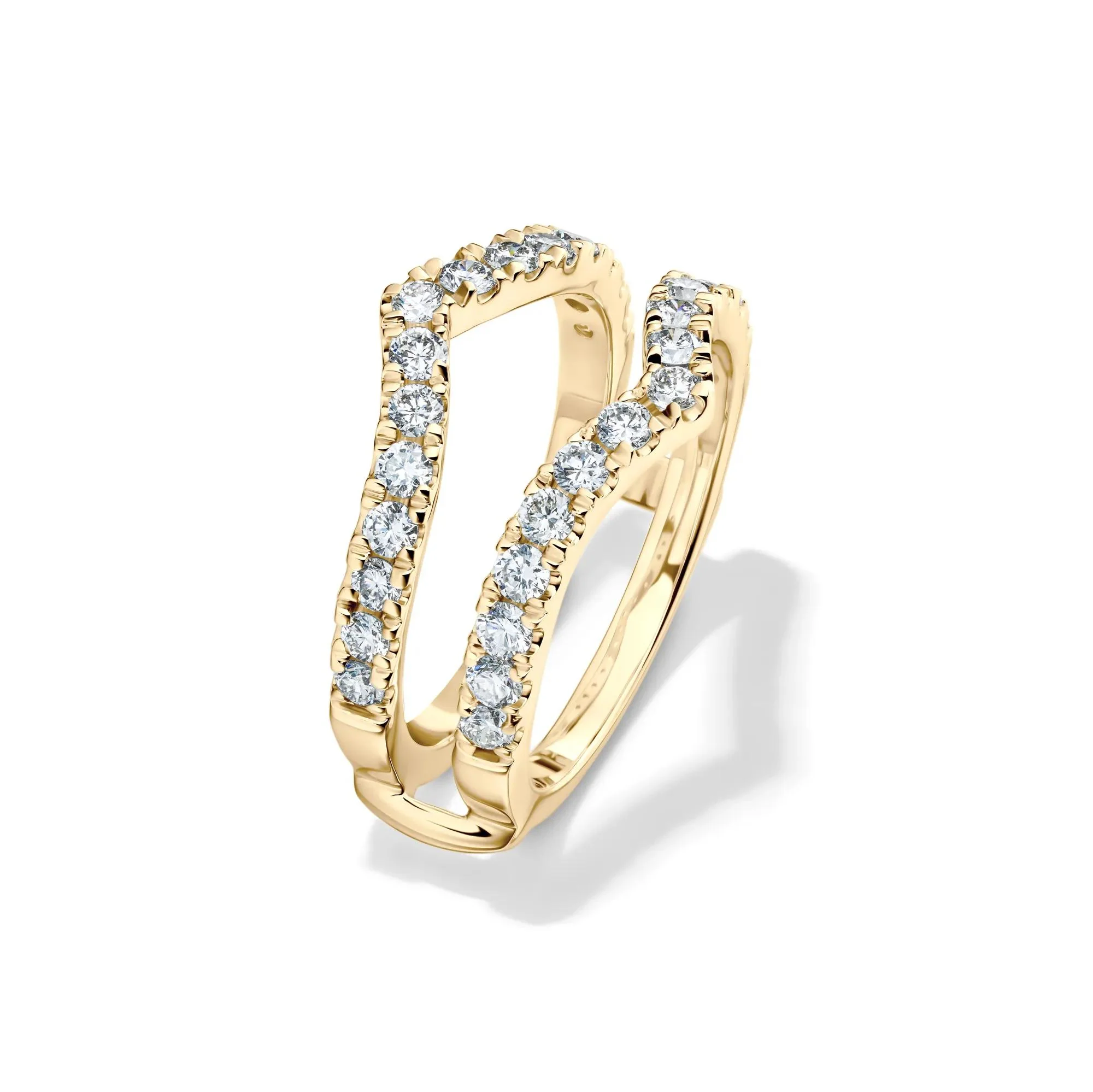 1 CT. Tw. Lab Grown Diamond Chevron Ring Insert 14K Yellow Gold Round Brilliant Cut Size 6 6mm - Image 4