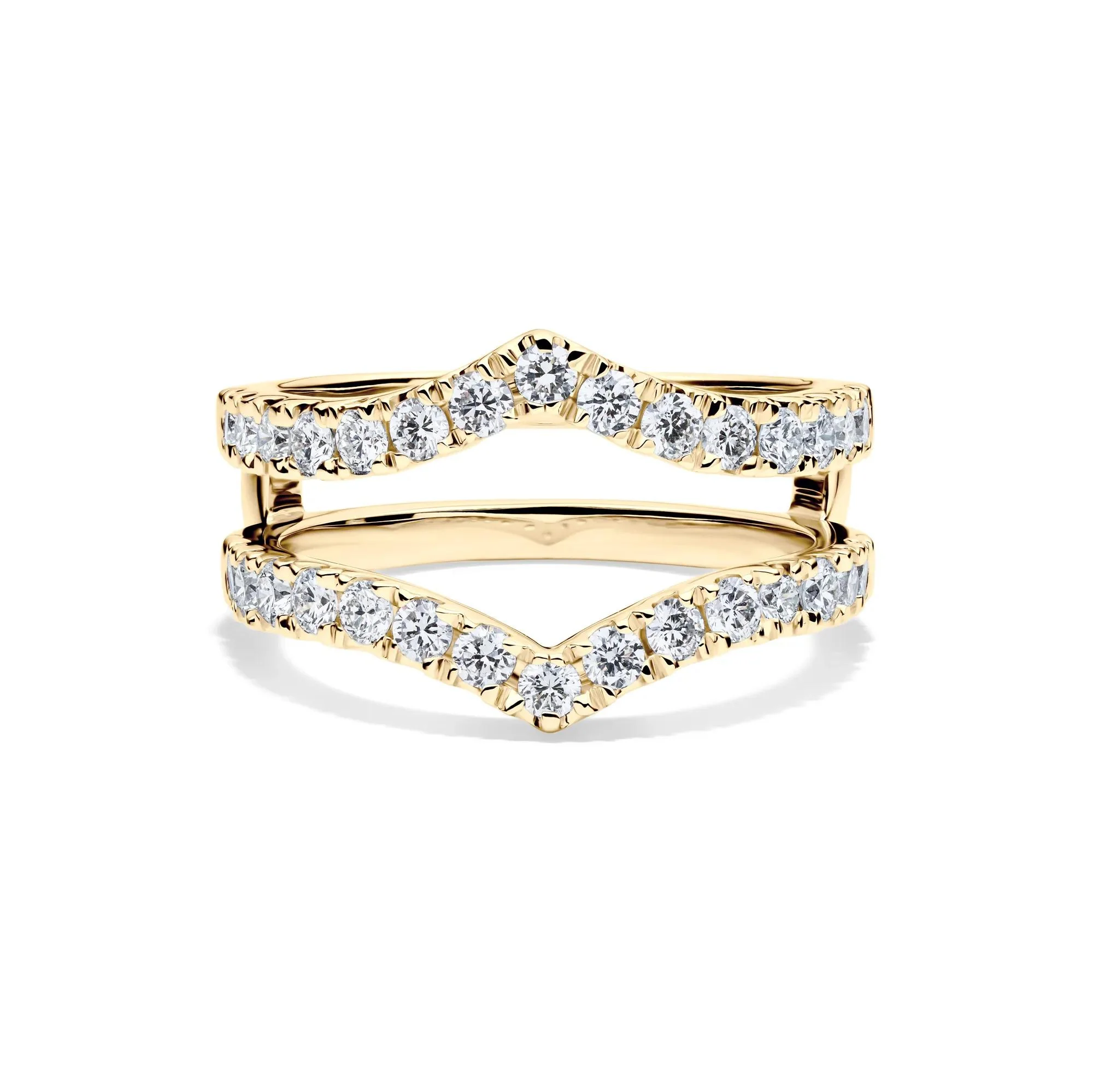 1 CT. Tw. Lab Grown Diamond Chevron Ring Insert 14K Yellow Gold Round Brilliant Cut Size 7 6mm