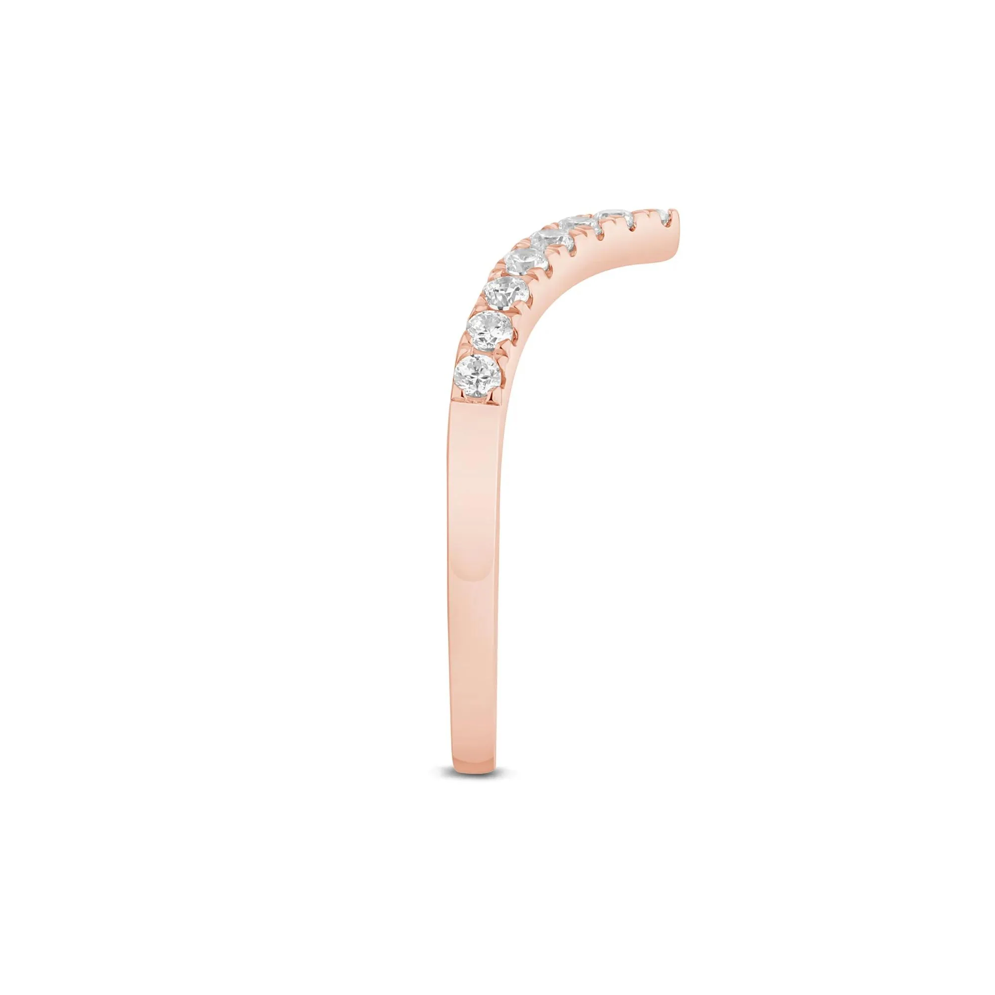 1/3 CT. Tw. Lab Grown Diamond Chevron Contour Band Ring 14K Rose Gold Size 6.5 1mm - Image 3