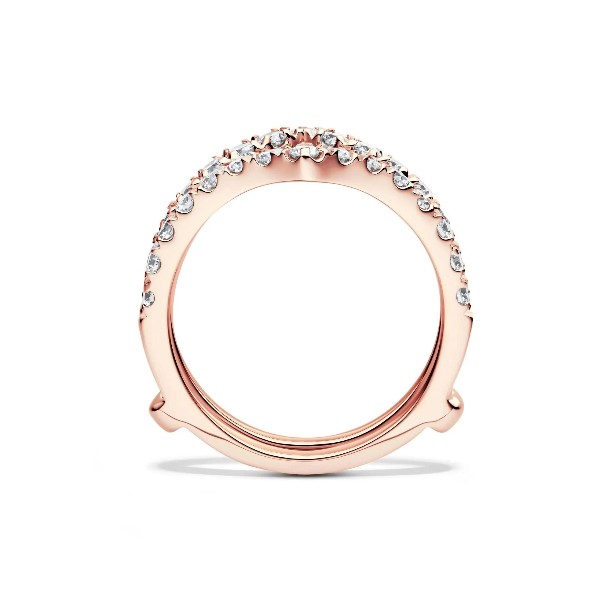 1 CT. Tw. Lab Grown Diamond Chevron Ring Insert 14K Rose Gold Round Brilliant Cut Size 7.5 6mm - Image 2