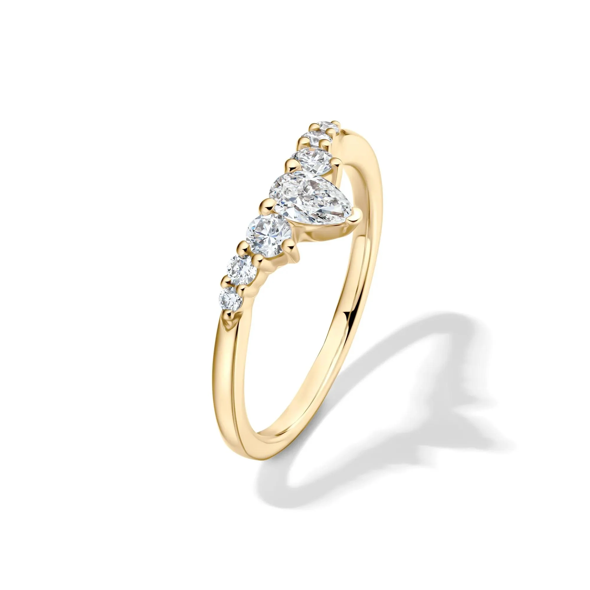 1/2 CT. Tw. Lab Grown Diamond Chevron Contour Band Ring 14K Yellow Gold Round Brilliant Cut Size 7 - Image 4