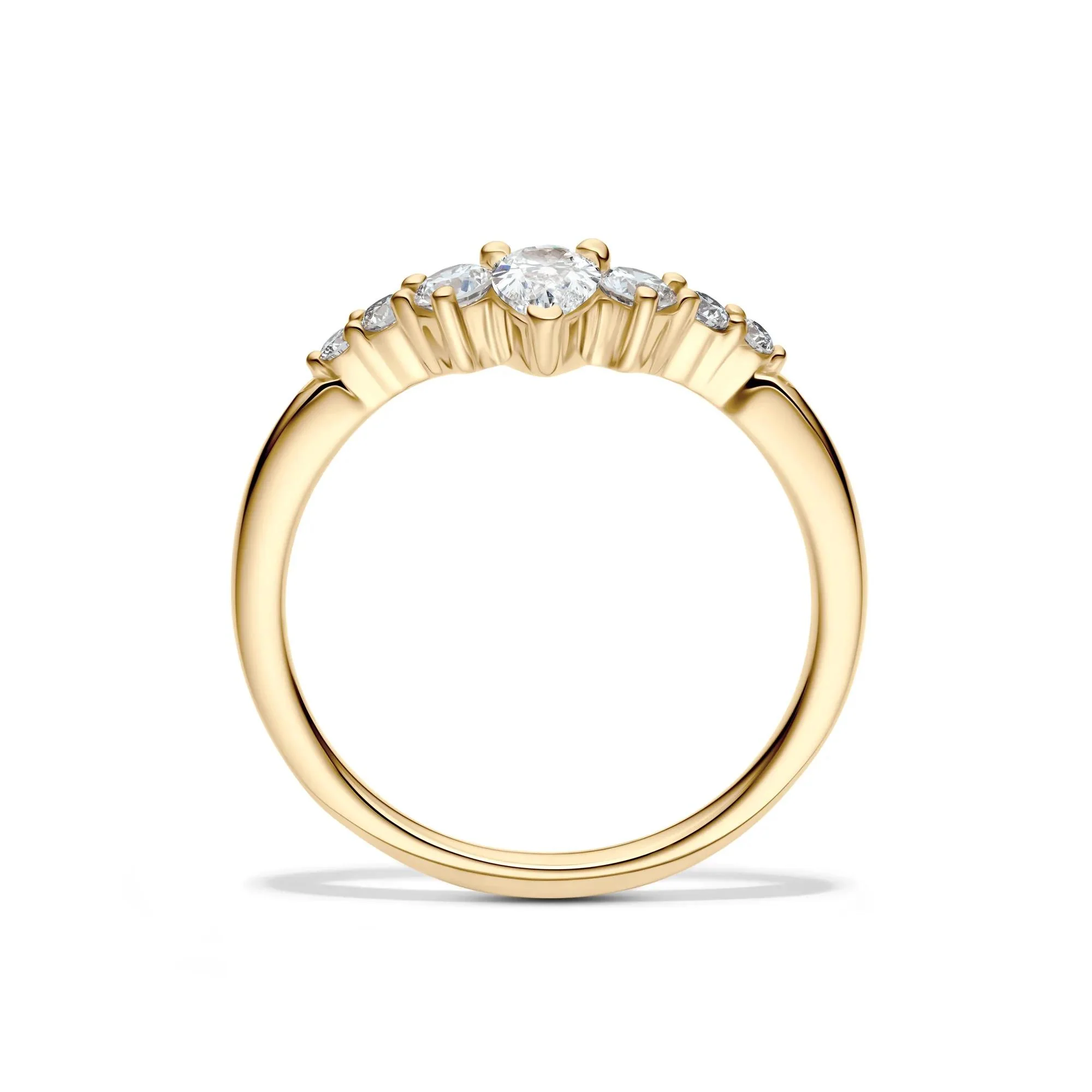 1/2 CT. Tw. Lab Grown Diamond Chevron Contour Band Ring 14K Yellow Gold Round Brilliant Cut Size 8 - Image 2